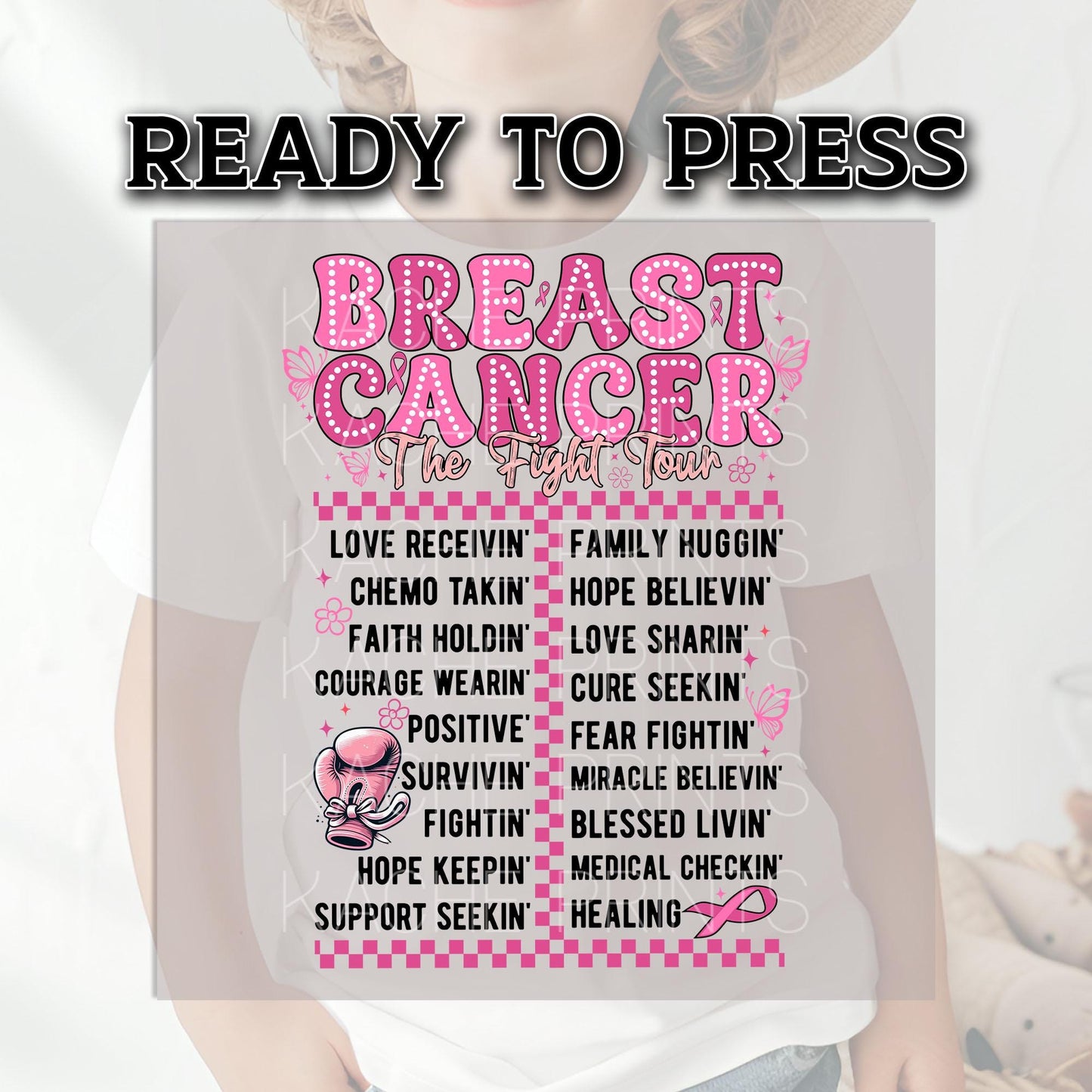 Breast Cancer The Fight Tour DTF Transfers Ready For Press, Medical Checkin Dtf, Support Breast Cancer, Heat Press Transfers, Hope Believin