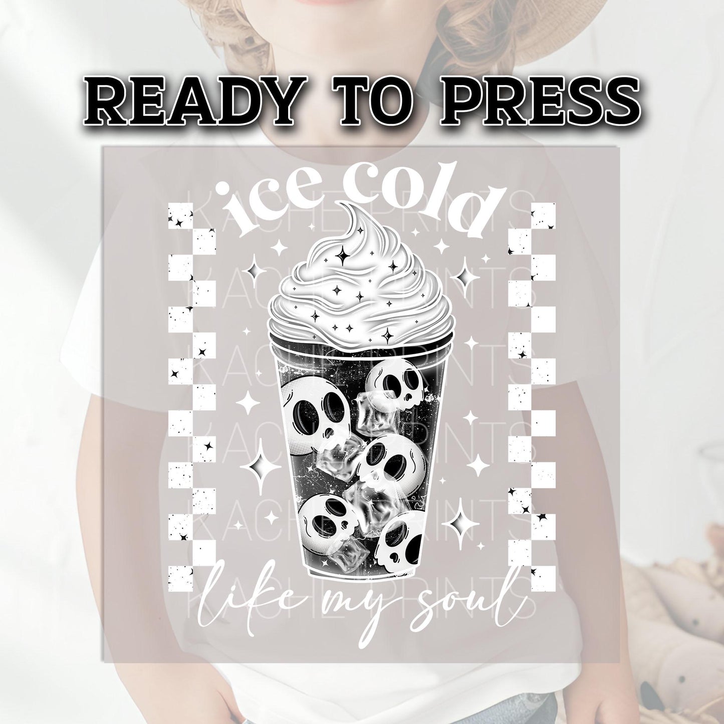 Ice Cold Like My Soul Ready To Press, Skull DTF Prints, Skeletal DTF Print, Heat Press Transfer, Spooky Season DTF Transfers Ready For Press