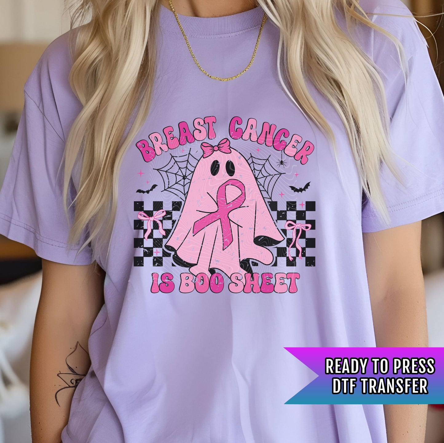 Breast Cancer Is Boo Sheet Retro DTF Transfers Ready For Press, Support Breast Cancer Dtf Prints, Heat Press Transfers, Strong Women Cancer