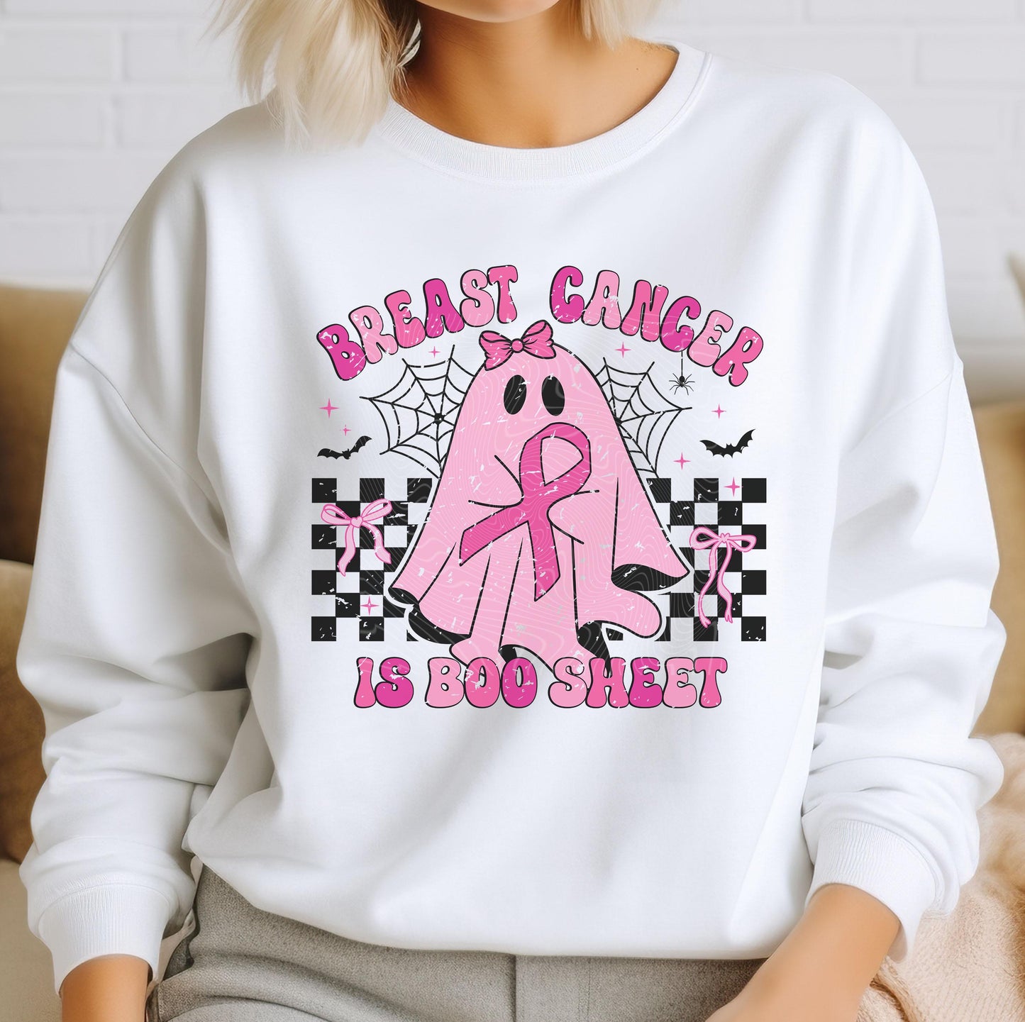 Breast Cancer Is Boo Sheet Retro DTF Transfers Ready For Press, Support Breast Cancer Dtf Prints, Heat Press Transfers, Strong Women Cancer
