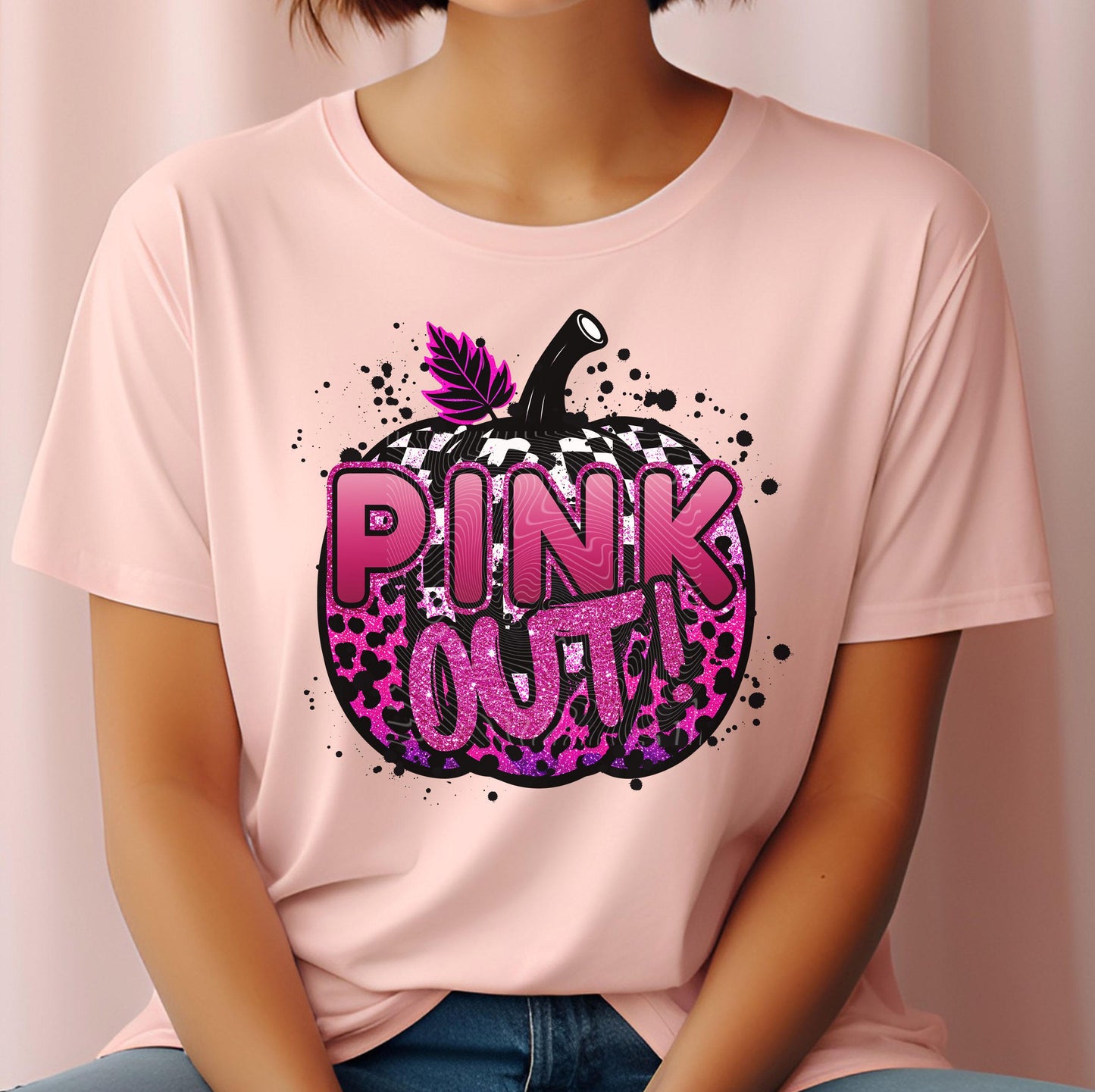 Pink Out Pumpkin DTF Transfers Ready For Press, Pink Pumpkin Breast Cancer Awareness Dtf, Heat Press Transfer, Strong Women Dtf, Pink Ribbon