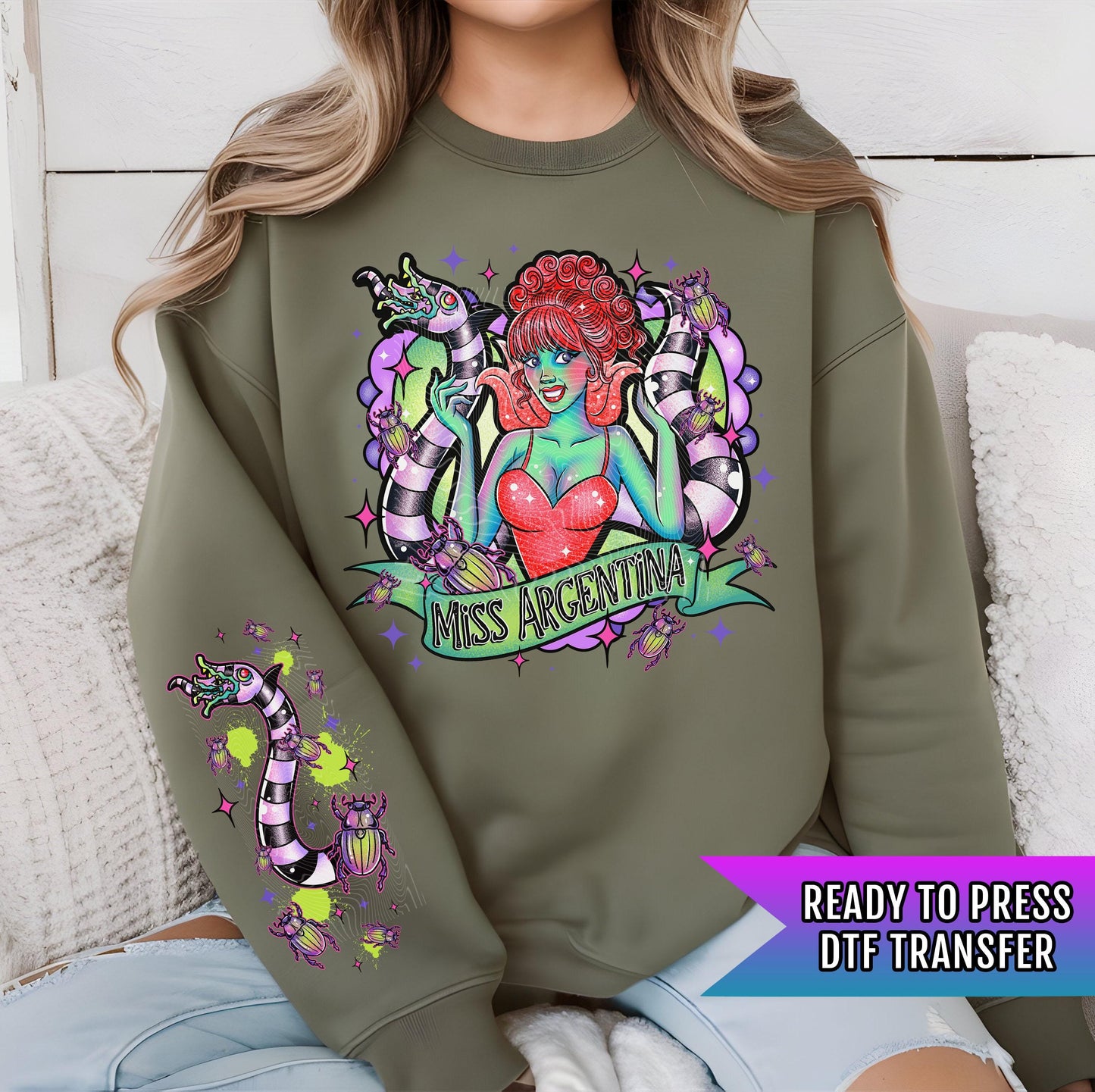 Miss Argentina DTF Transfers, Halloween DTF Transfer Ready For Press, Heat Press Transfers, Horror Queen DTF Print, Spooky Season Dtf Prints