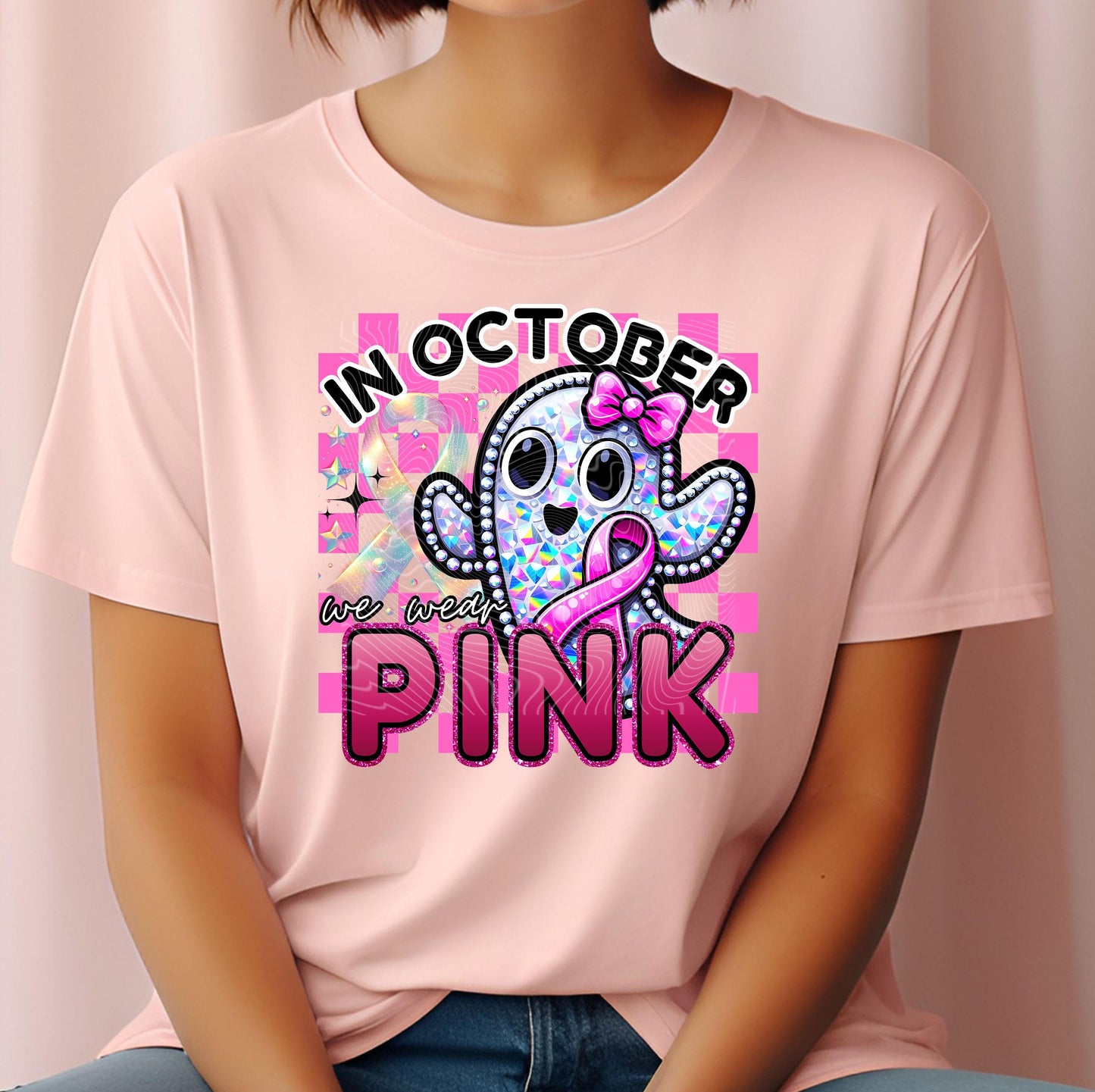 In October We Wear Pink DTF Transfers Ready For Press, Tackle Cancer Dtf Print, Breast Cancer Awareness, Heat Press Transfer, Cancer Fighter