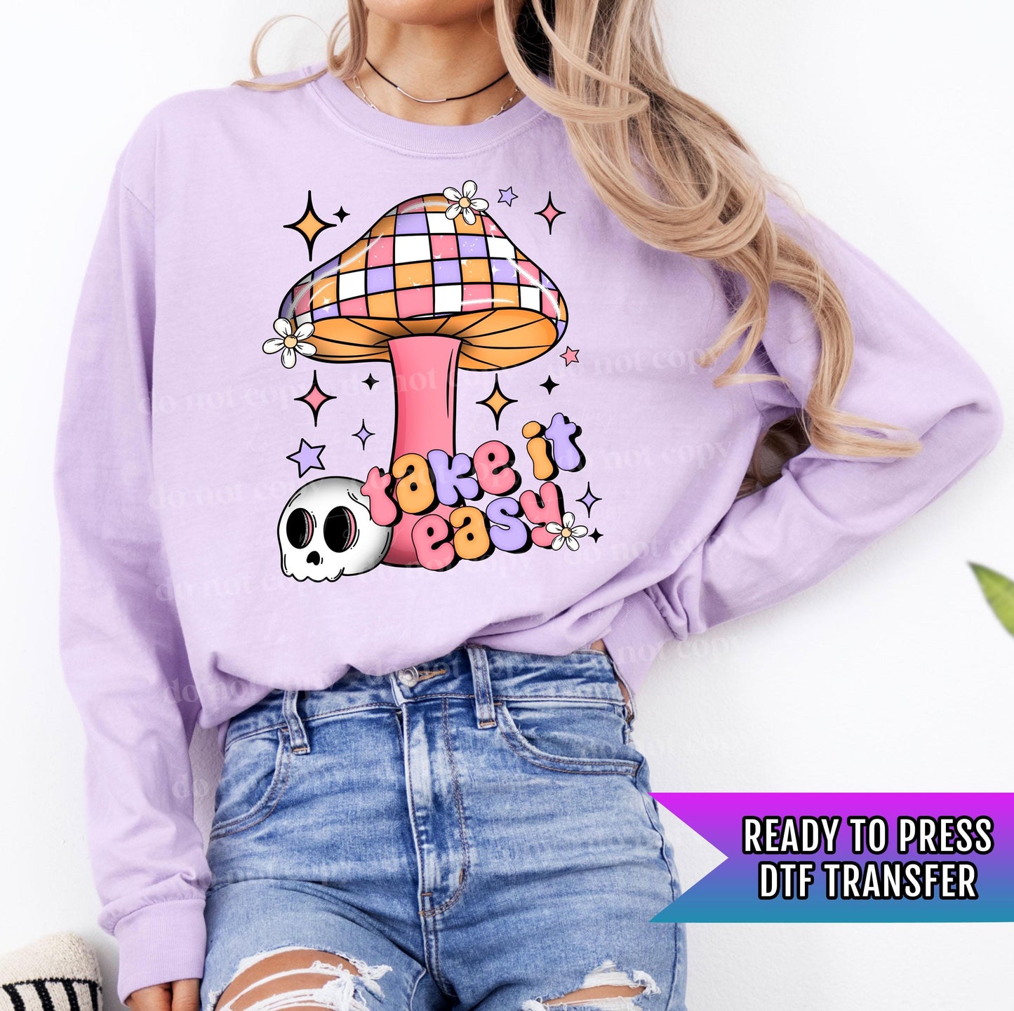 Take It Easy DTF Transfer Ready For Press, Skull DTF Transfers, Heat Press Transfer, Love And Paice DTF Transfer, Mental Health Dtf Transfer