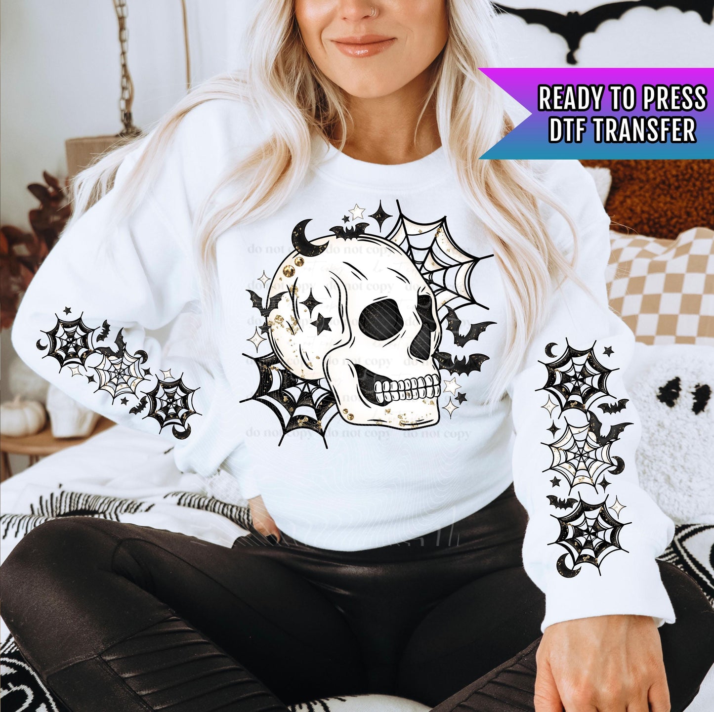 Halloween Skull DTF Transfers, Skeleton Dtf Transfers, Halloween DTF Transfers Ready For Press, Spooky DTF, Heat Press Transfers, Spider Dtf