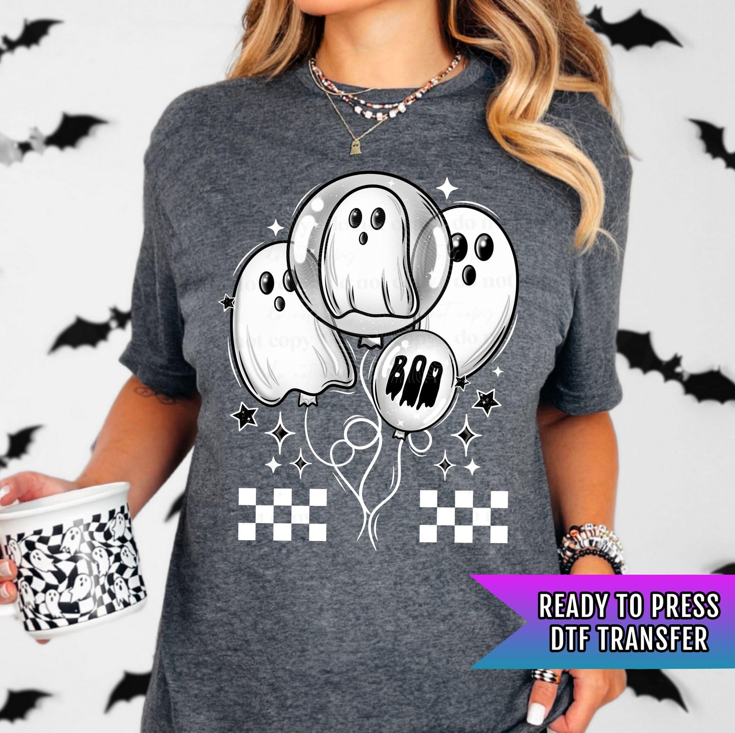 Ghost Balloons DTF Transfers, Ghost Dtf Transfers, Halloween DTF Transfers Ready For Press, Heat Press Transfers, Boo DTF Prints, Ghost Dtf