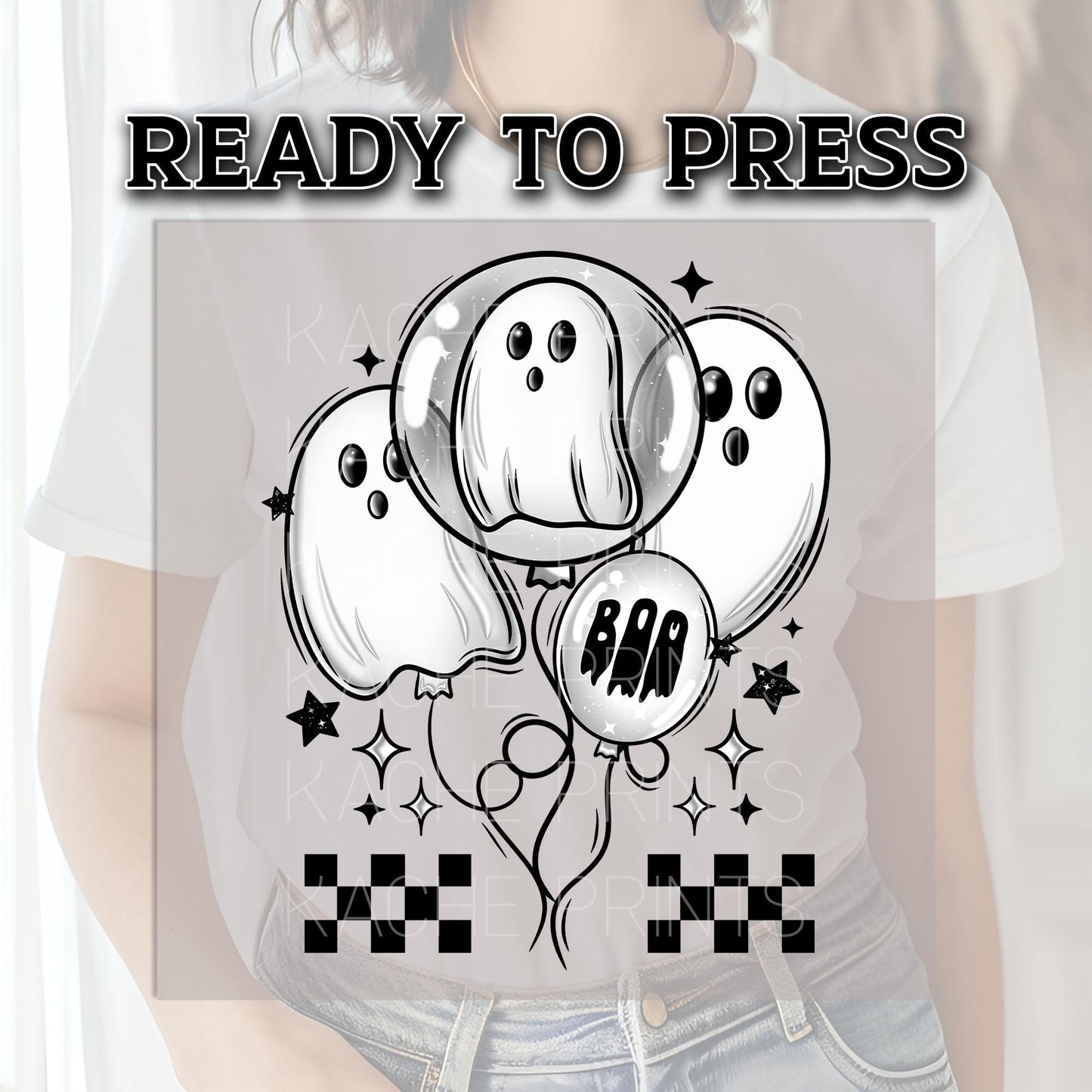 Ghost Balloons DTF Transfers, Ghost Dtf Transfer, Halloween DTF Transfer Ready For Press, Heat Press Transfer, Scary Balloon Ghost DTF Print