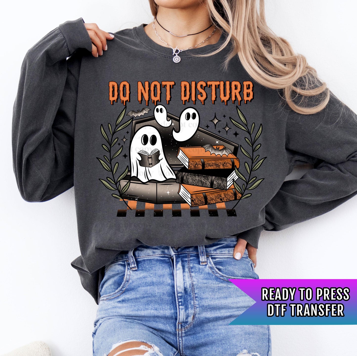 Do Not Disturb DTF Transfer Ready For Press, Halloween DTF Transfers, Ghost DTF Prints, Witch Book Club, Heat Press Transfers, Spooky Season