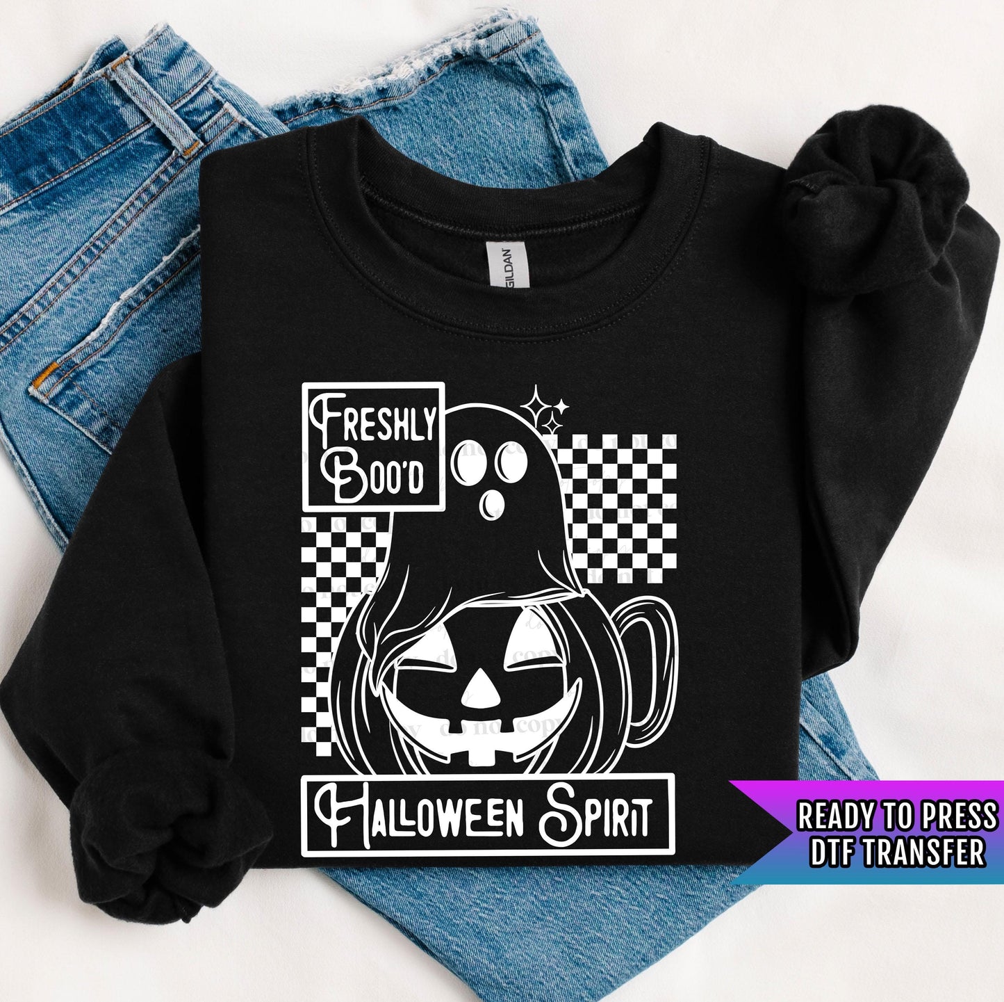 Freshly Boo'd Halloween Spirit DTF Transfer, Spooky Dtf Prints, Halloween DTF Transfers Ready For Press, Heat Press Transfer, Direct To Film