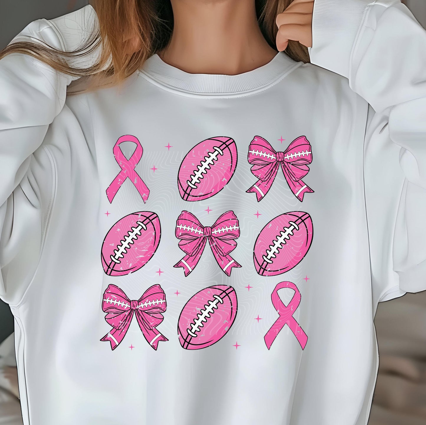 Coquette Breast Cancer Football Retro DTF Transfers Ready For Press, Tackle Cancer Dtf Prints, Support Breast Cancer, Heat Press Transfers