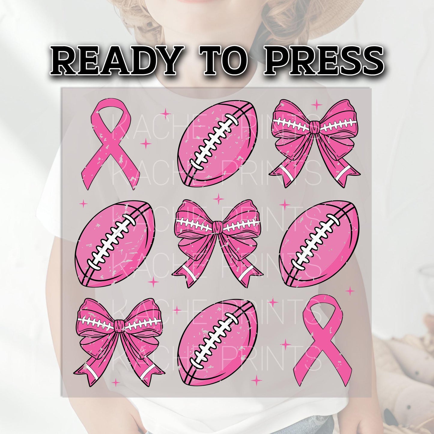 Coquette Breast Cancer Football Retro DTF Transfers Ready For Press, Tackle Cancer Dtf Prints, Support Breast Cancer, Heat Press Transfers