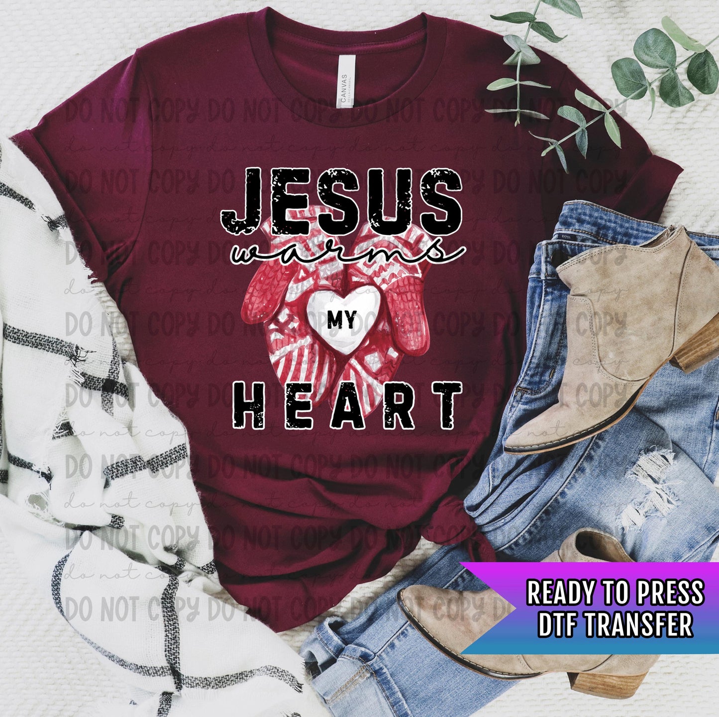 Jesus Warms My Heart DTF Transfer, God DTF Transfers Ready For Press, Heat Press Transfers, Faith Transfers Ready For Press, Jesus Transfers