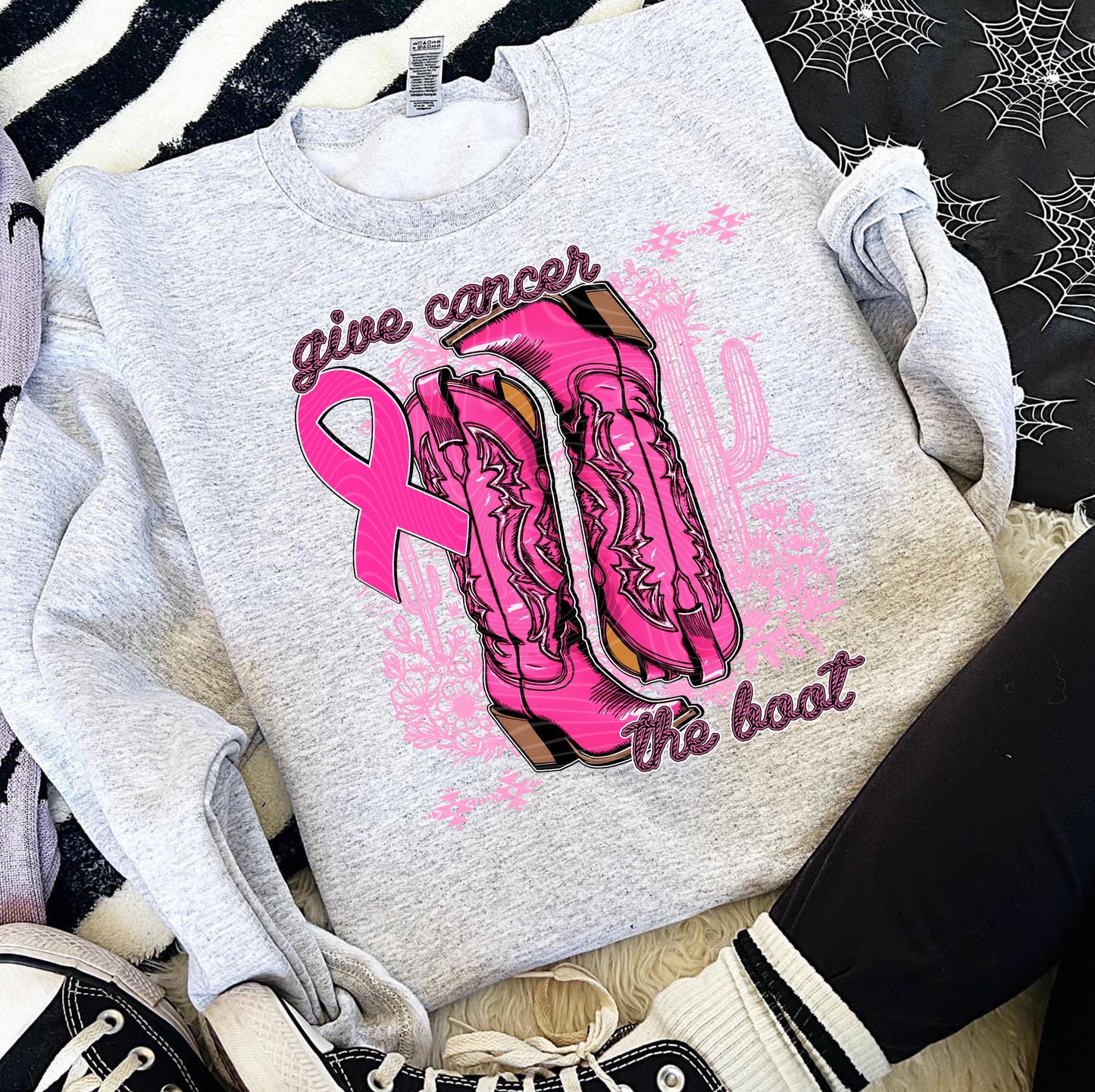Give Me Cancer The Boot DTF Transfers Ready For Press, Cancer Fighter Dtf Print, Walk With Strength DTF, Heat Press Transfer, Direct To Film