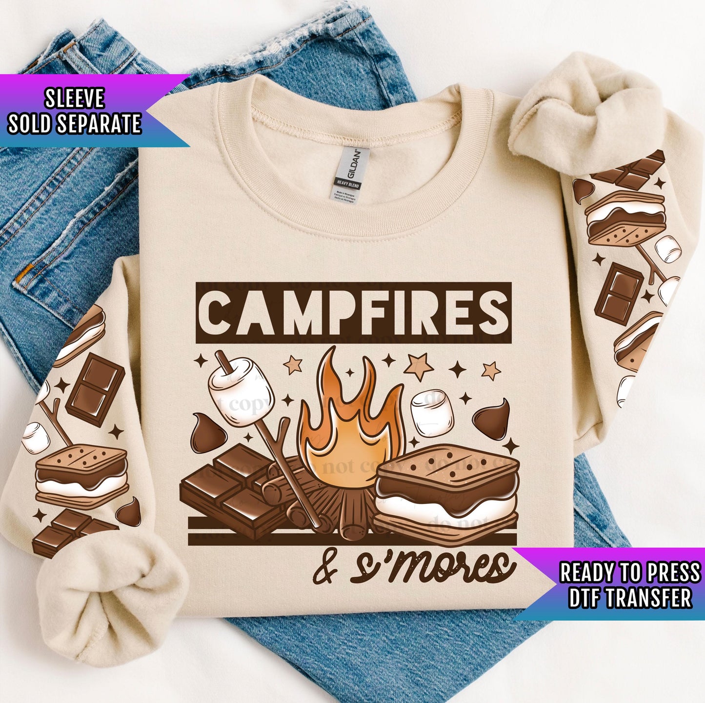 Campfire And S'mores DTF Transfers Ready For Press, S'more Crew Camping Lover Dtf Prints, Family Camper, Heat Press Transfer, Direct To Film