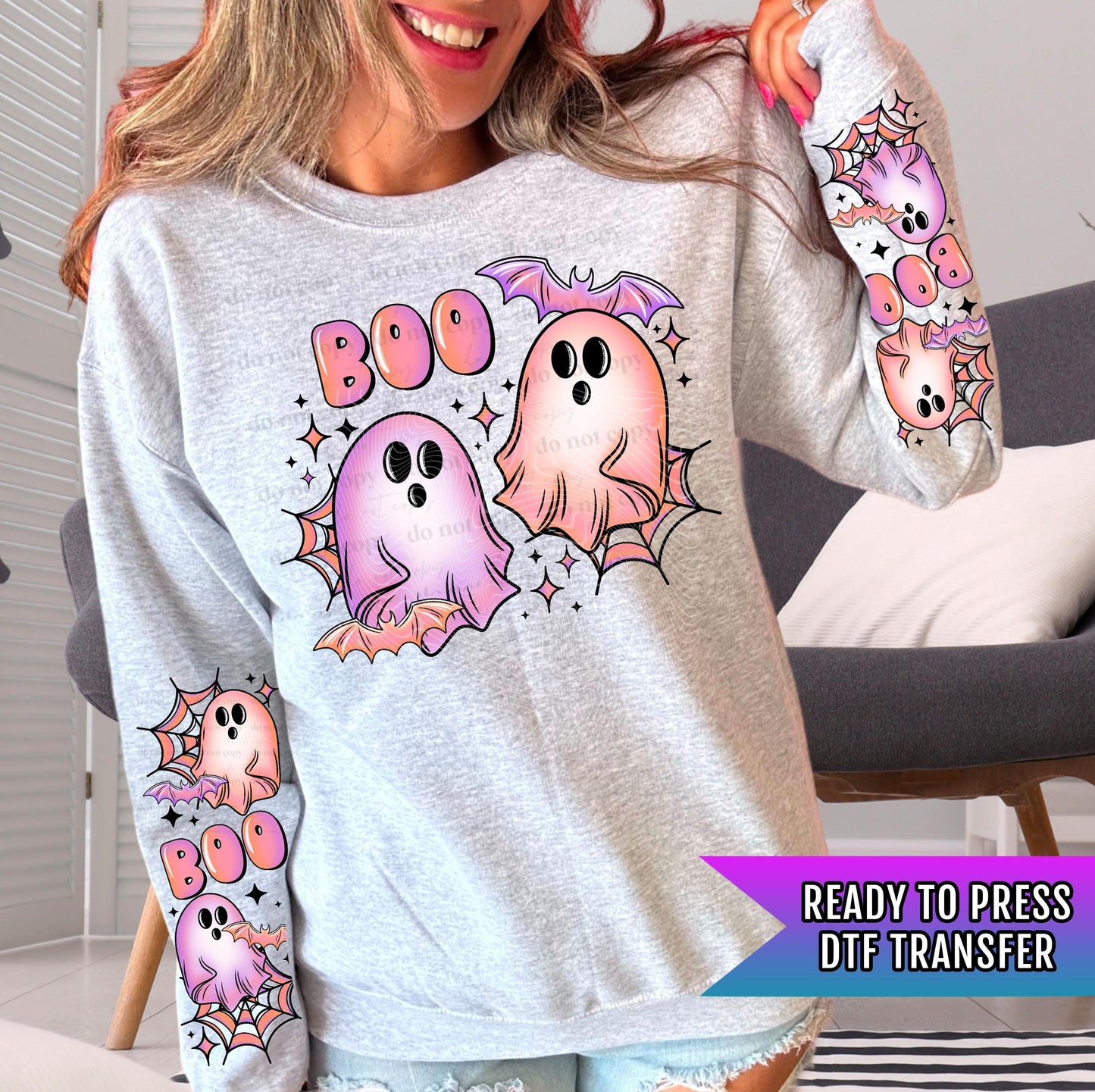 Cute Ghost Ready To Press, Halloween DTF Transfers, Boo Ghost Prints, Bats DTF Print Ready For Press, Boo Dtf, Spooky Season Dtf Transfers