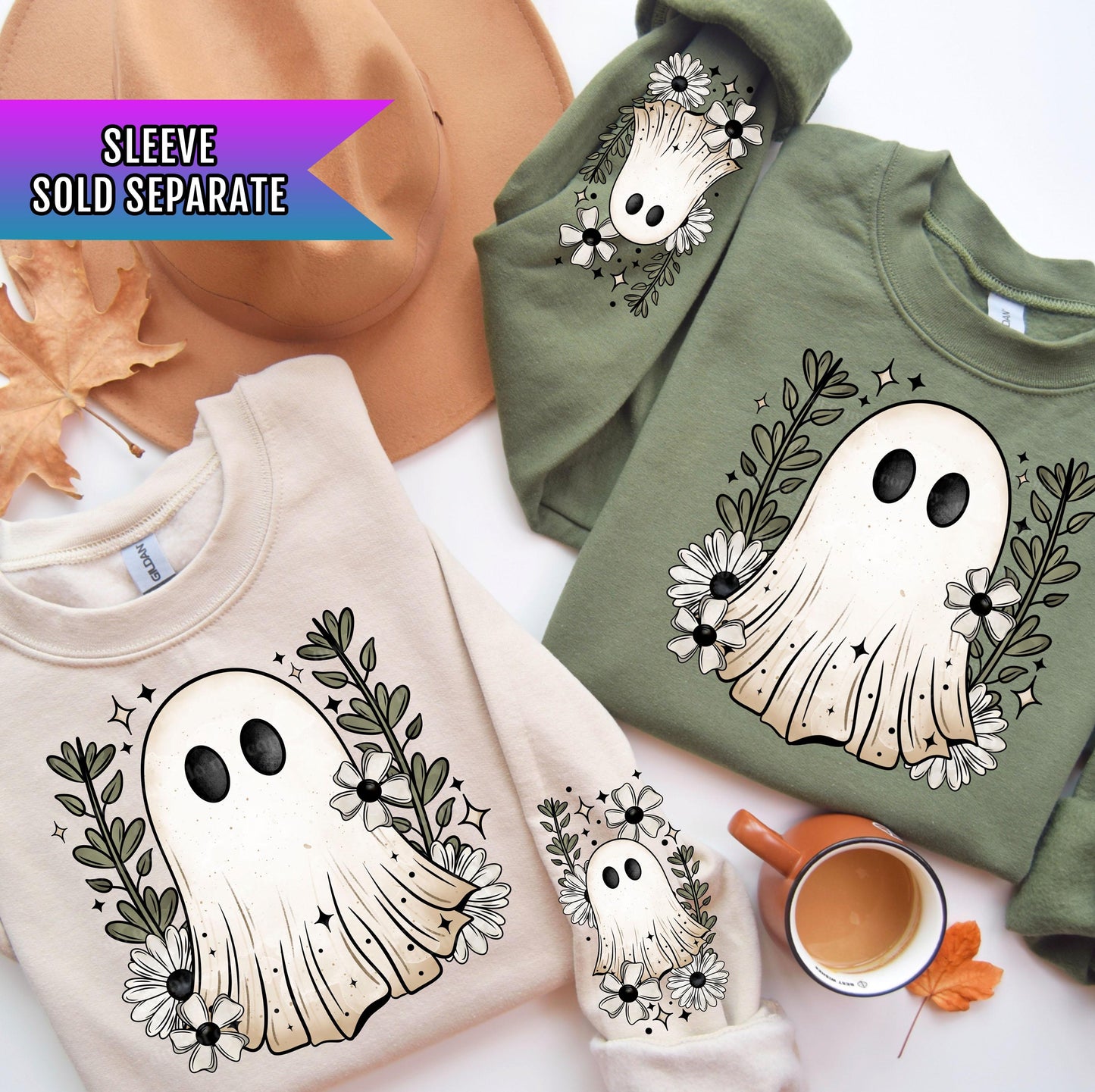 Halloween Ghost DTF Transfers, Spooky Dtf Transfers, Halloween DTF Transfer Ready For Press, Heat Press Transfers, Vintage Floral Ghost Dtf