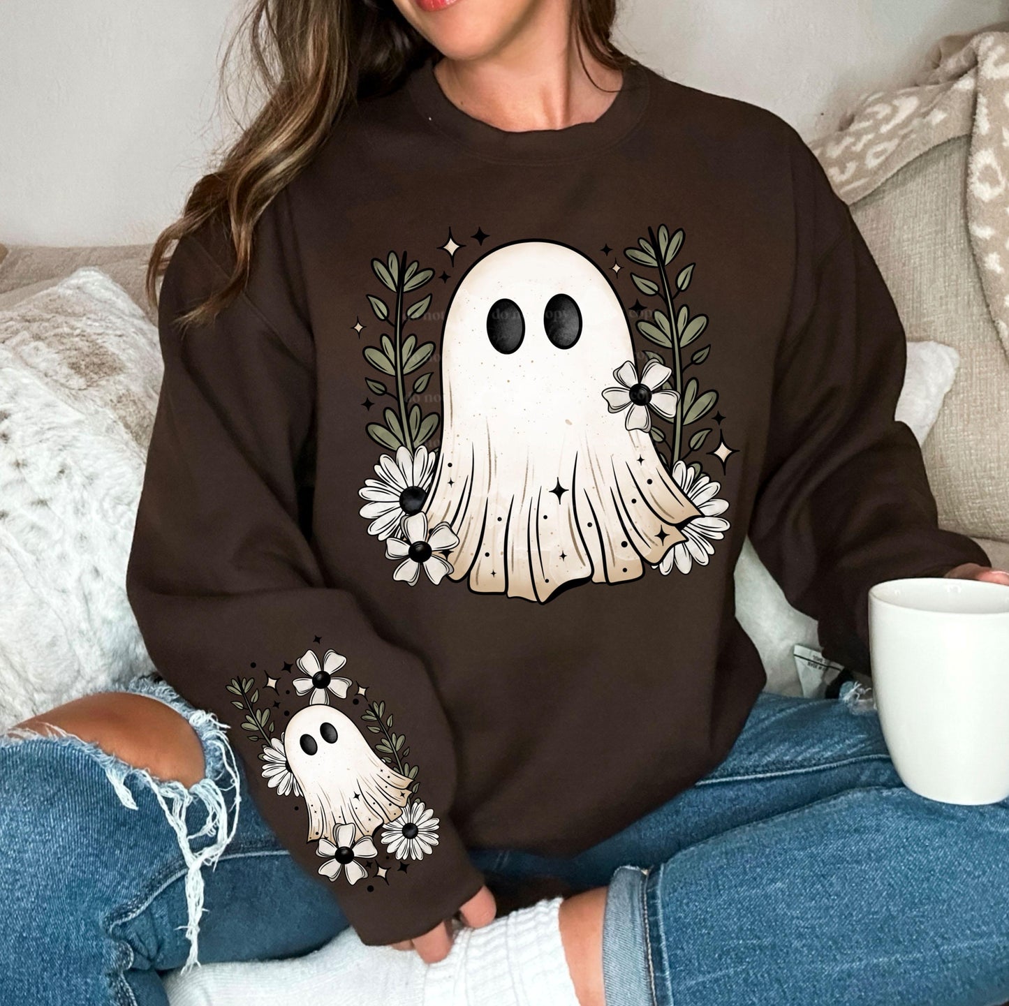 Halloween Ghost DTF Transfers, Spooky Dtf Transfers, Halloween DTF Transfer Ready For Press, Heat Press Transfers, Vintage Floral Ghost Dtf