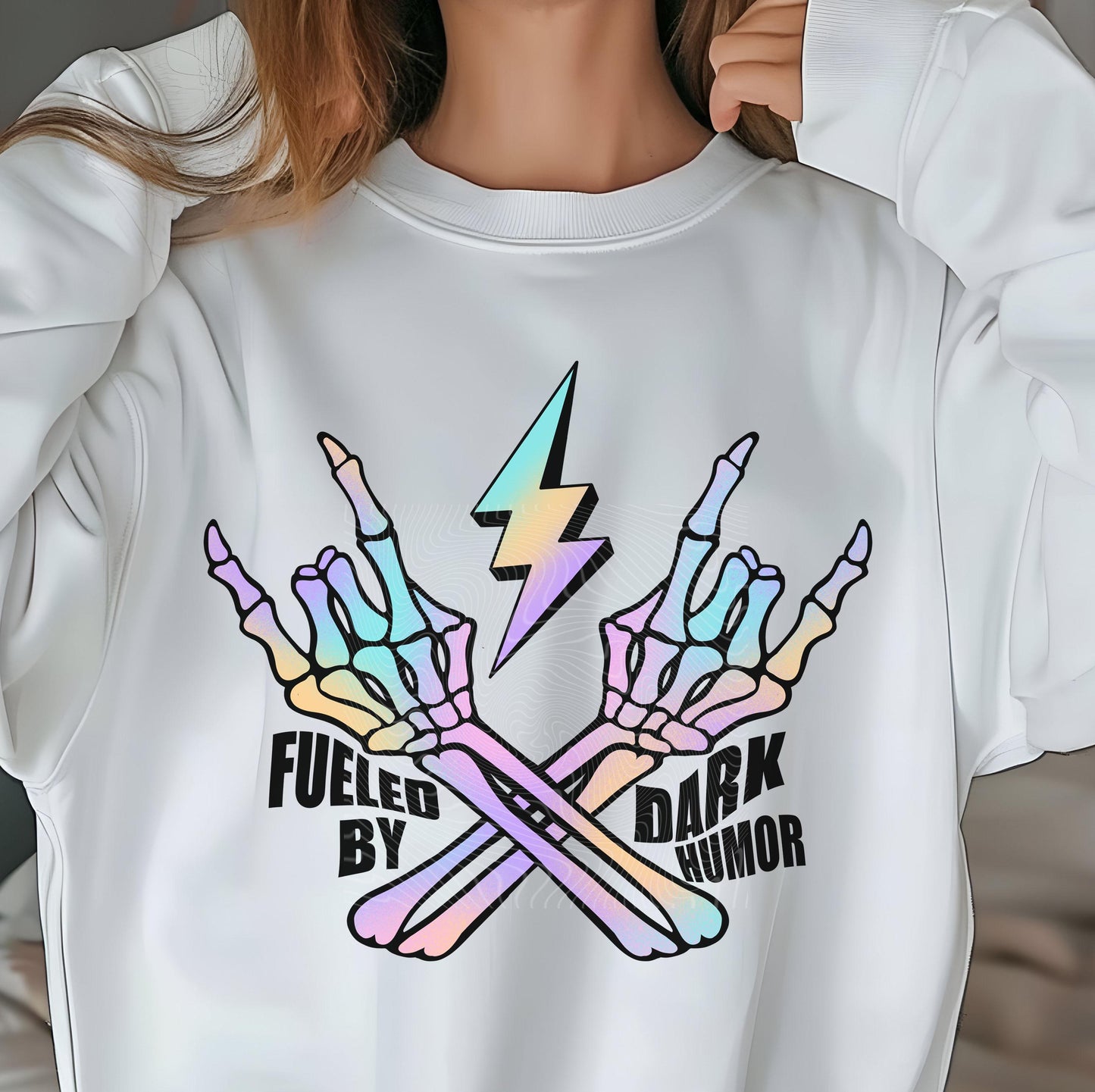 Fueled By Dark Humor DTF Transfer Ready For Press, Skeleton DTF Transfers, Heat Press Transfers, Fueled by Sarcasm DTF Transfers, Dark Humor
