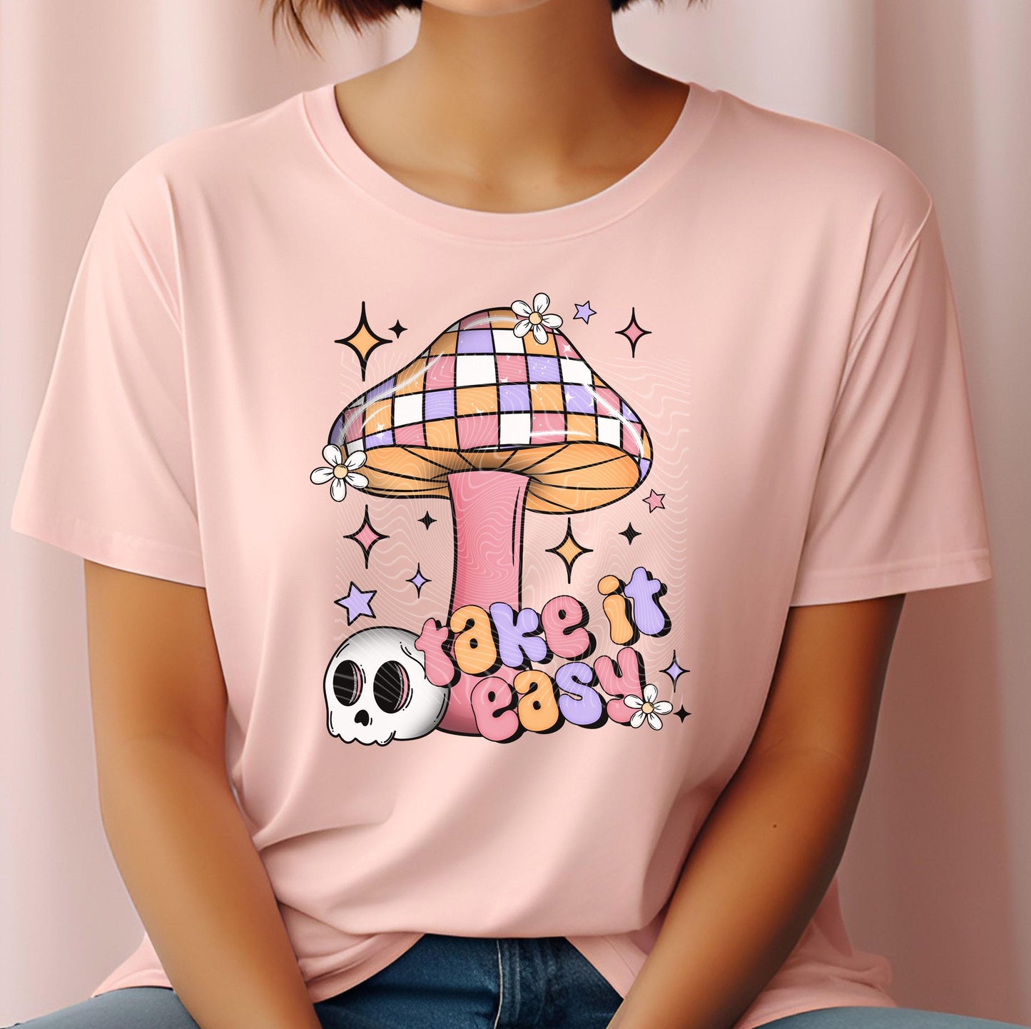 Take It Easy DTF Transfer Ready For Press, Skull DTF Transfers, Heat Press Transfer, Love And Paice DTF Transfer, Mental Health Dtf Transfer