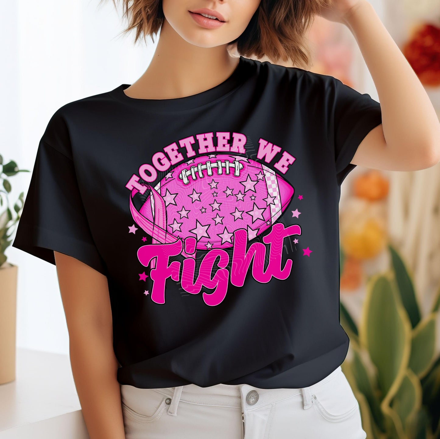 Together We Fight DTF Transfer Ready For Press, Support Breast Cancer Dtf, Heat Press Transfer, Cancer Ribbon DTF, Strong Like A Warrior Dtf