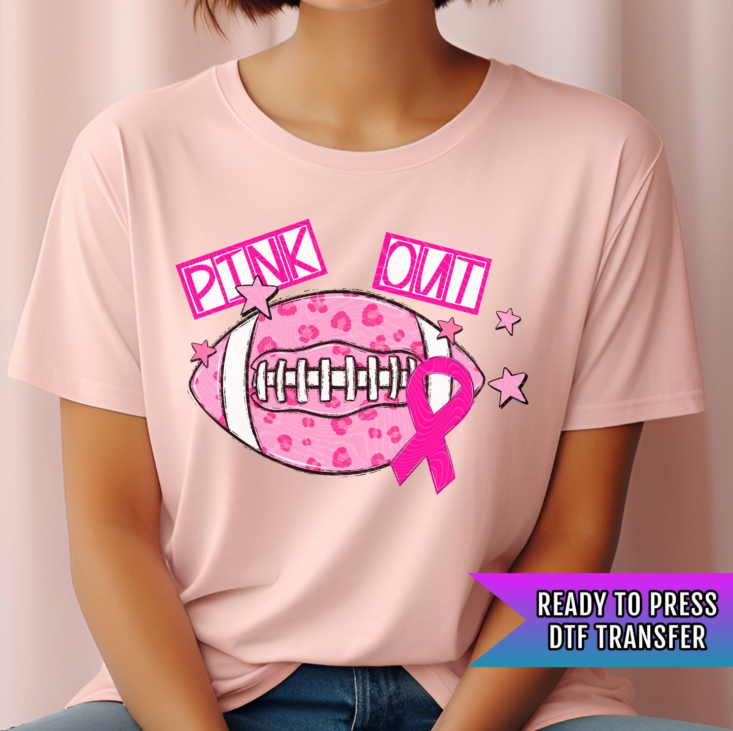 Pink Out Tackle Breast Cancer DTF Transfer Ready For Press, American Football DTF, Breast Cancer Dtf, Heat Press Transfer, Pink Power Tackle