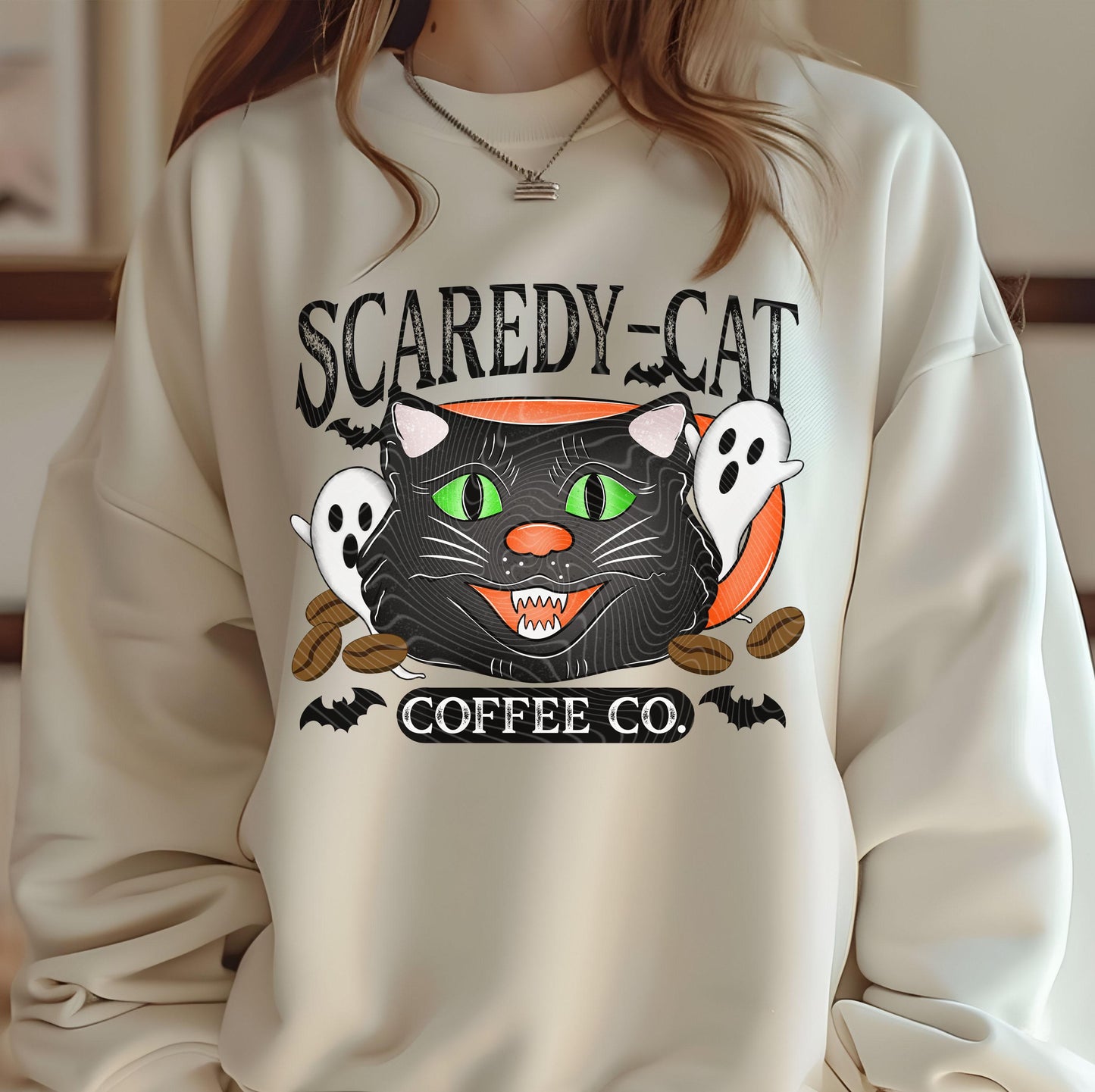 Scaredy Cat Coffee CO DTF Transfer, Spooky Season Dtf Print, Happy Halloween DTF Transfer Ready For Press, Heat Press Transfer, Fright Night
