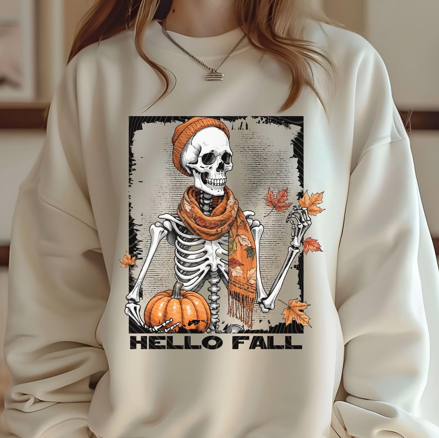 Hello Fall DTF Transfers Ready For Press, Skull DTF Transfer, Autumn DTF Transfer, Fall Leaves Transfer, Pumpkin Dtf, Skeleton Dtf Transfers
