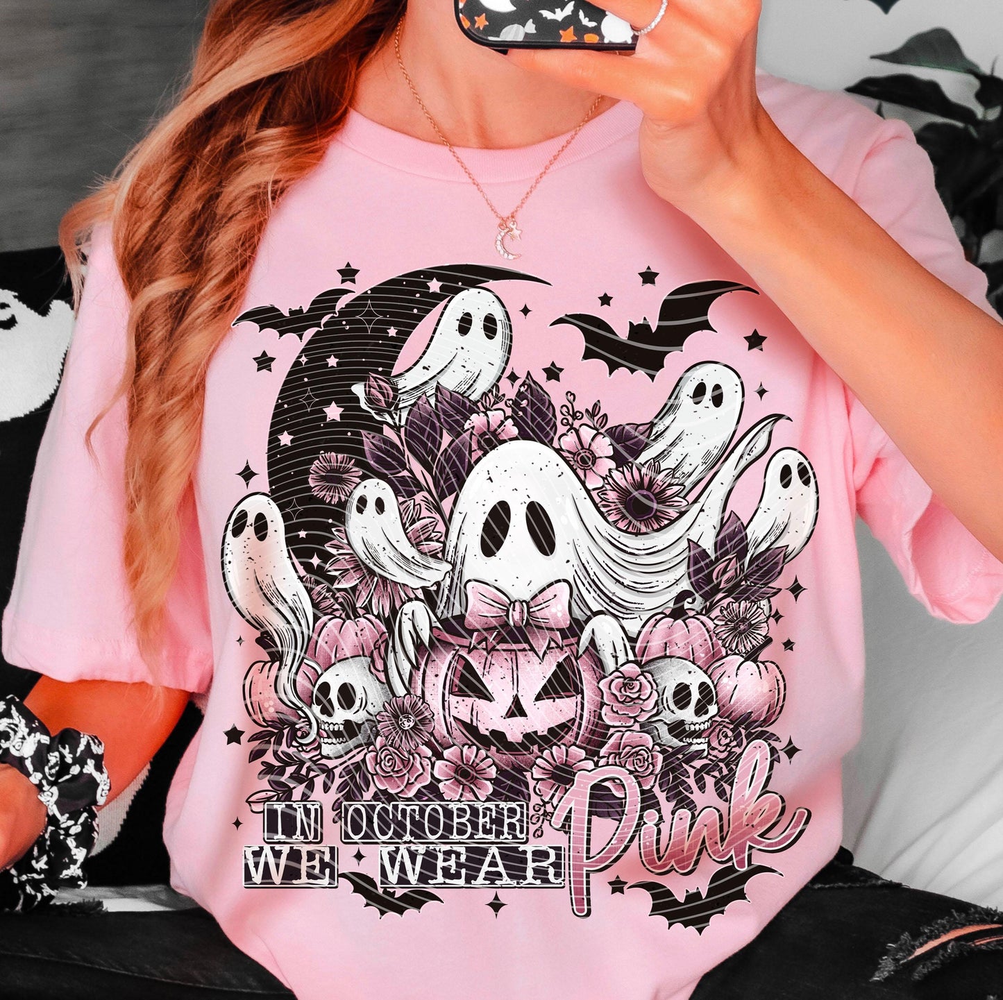 In October We Wear Pink DTF Transfers, Halloween DTF Transfers Ready For Press, Breast Cancer Transfers, Heat Press Transfer, Direct To Film