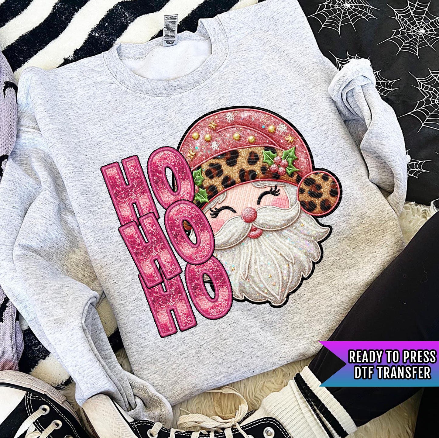 Ho Ho Ho Pink Santa DTF Transfers Ready For Press, Merry Christmas DTF Prints, Heat Press Transfer, Santa Claus Dtf Transfer, Direct To Film