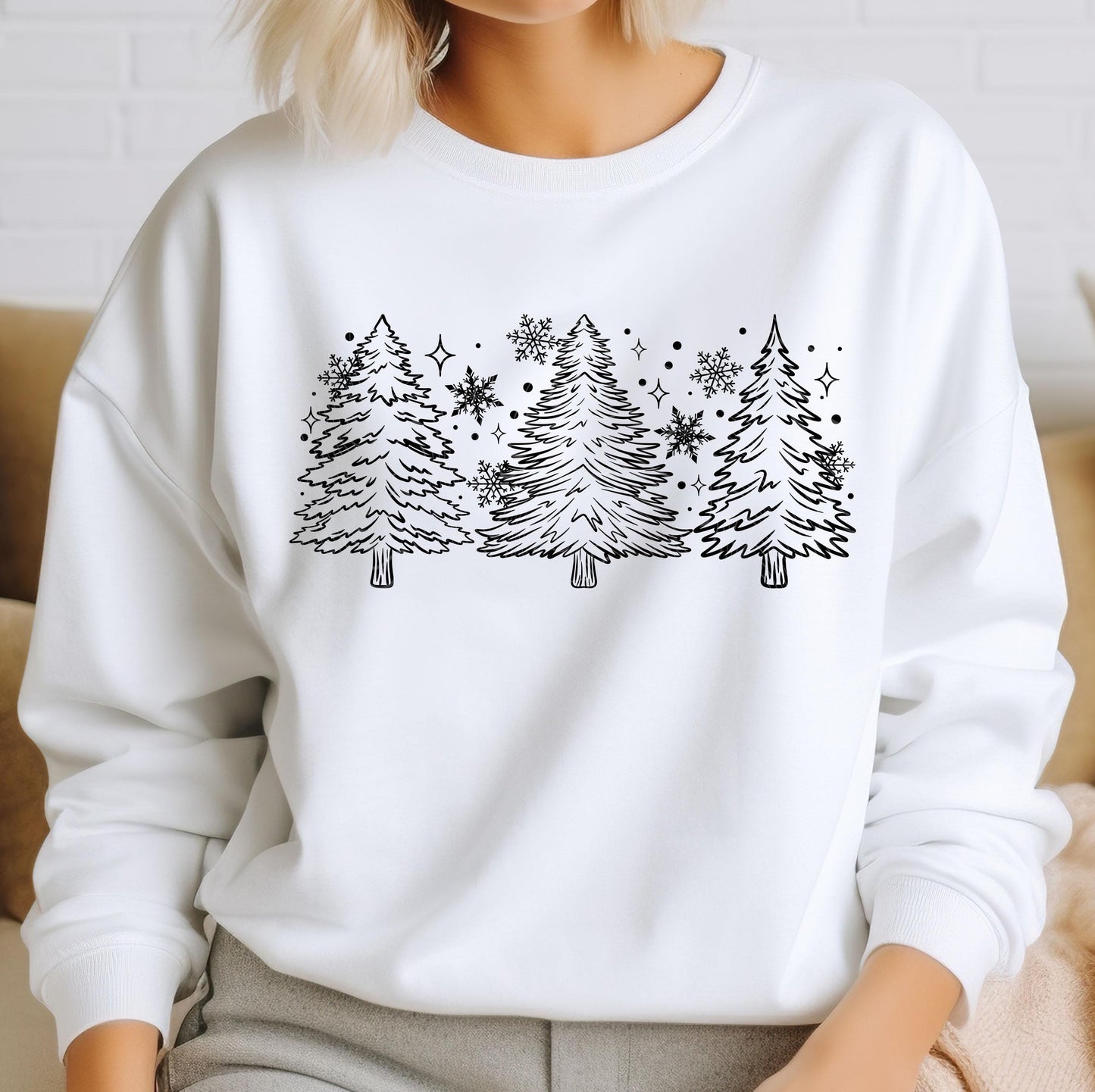 Snowy Trees DTF Transfer Ready For Press, Merry Christmas DTF Prints, Heat Press Transfer, Winter, Christmas Tree Dtf Prints, Direct To Film