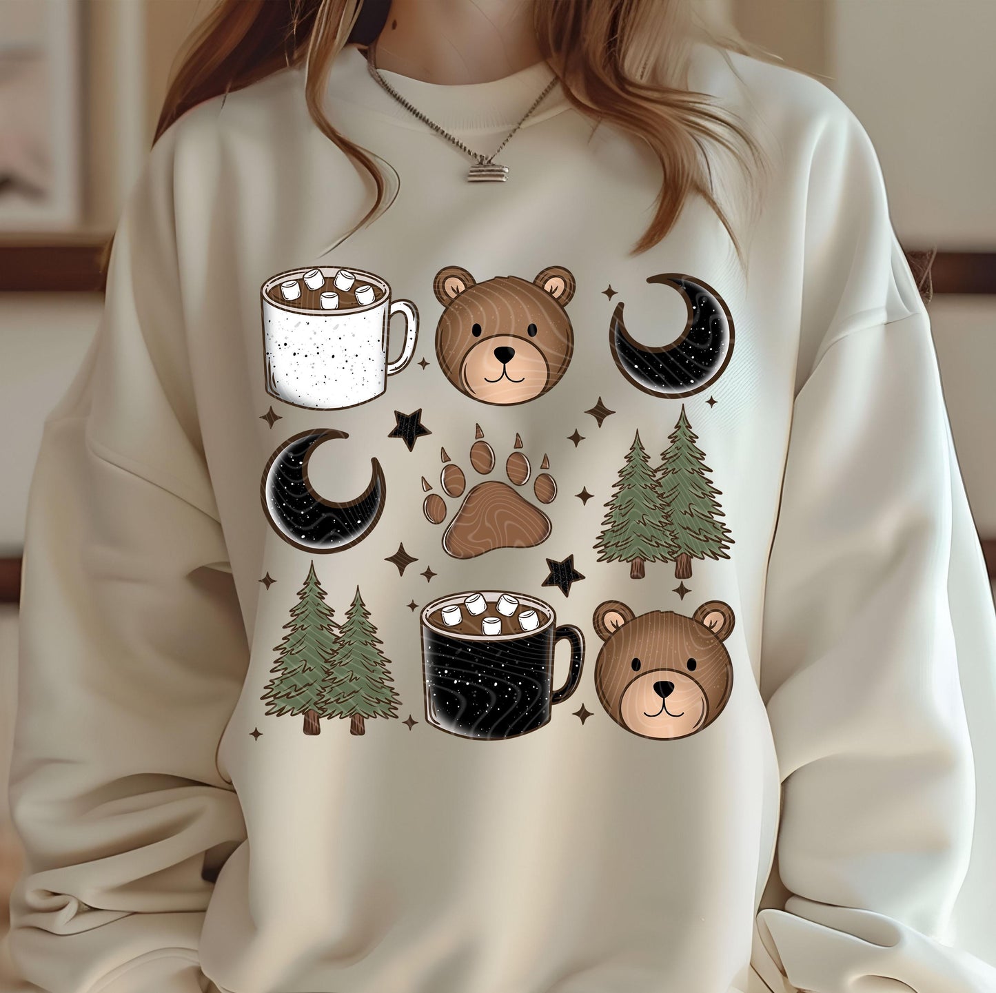 Bear Mugs Camping Grid DTF Transfer Ready For Press, S'more Crew Camping Lover Dtf Print, Family Camper, Heat Press Transfer, Direct To Film