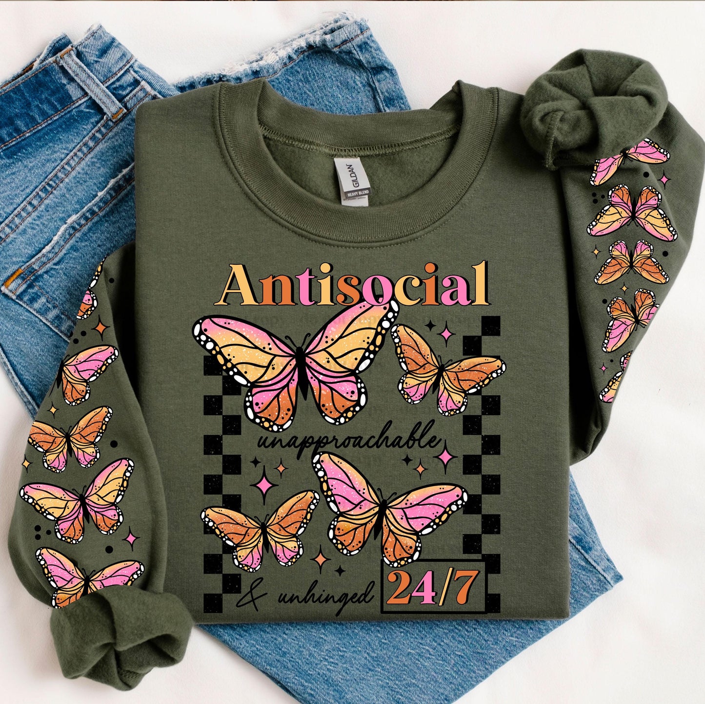 Antisocial Unapproachable And Unhinged 24/7 DTF Transfers Ready To Press, Heat Press Transfers, All Peopled Out DTF Prints, Direct To Film