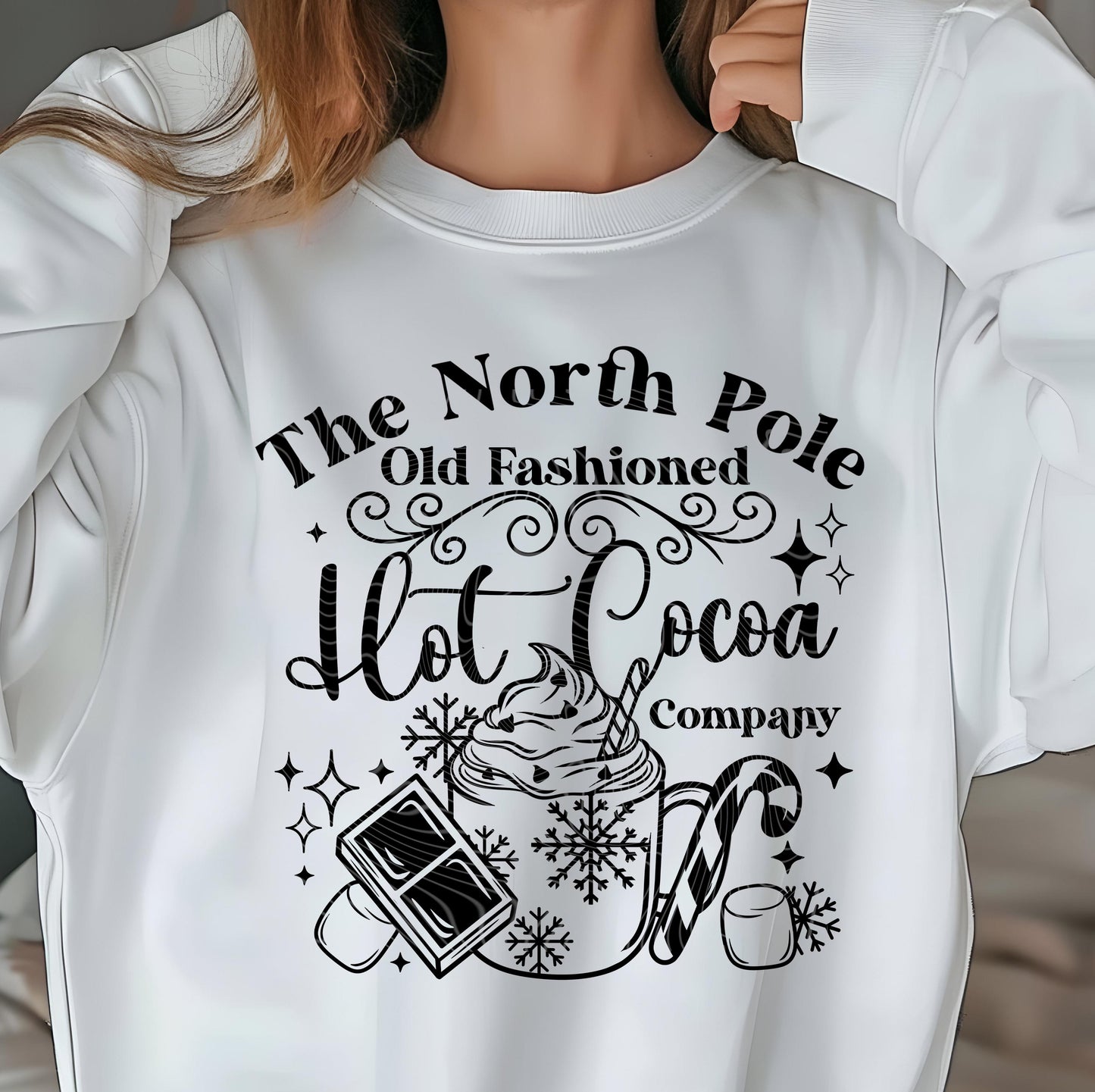 The North Pole Old Fashioned DTF Transfer Ready For Press, Merry Christmas DTF Print, Heat Press Transfer, Direct To Film, Hot Cocoa Company