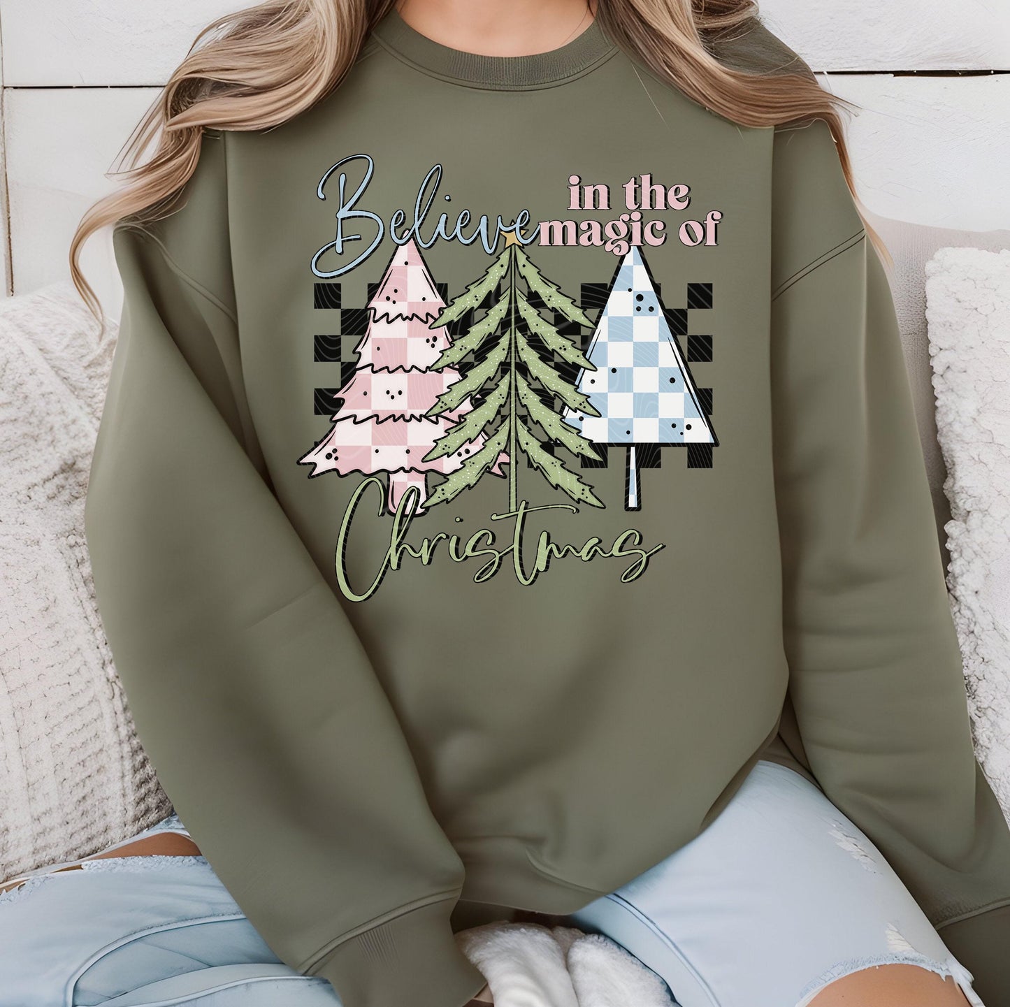Believe In The Magic Of Christmas DTF Transfers Ready For Press, Christmas DTF Prints, Heat Press Transfers, Direct To Film, Christmas Trees