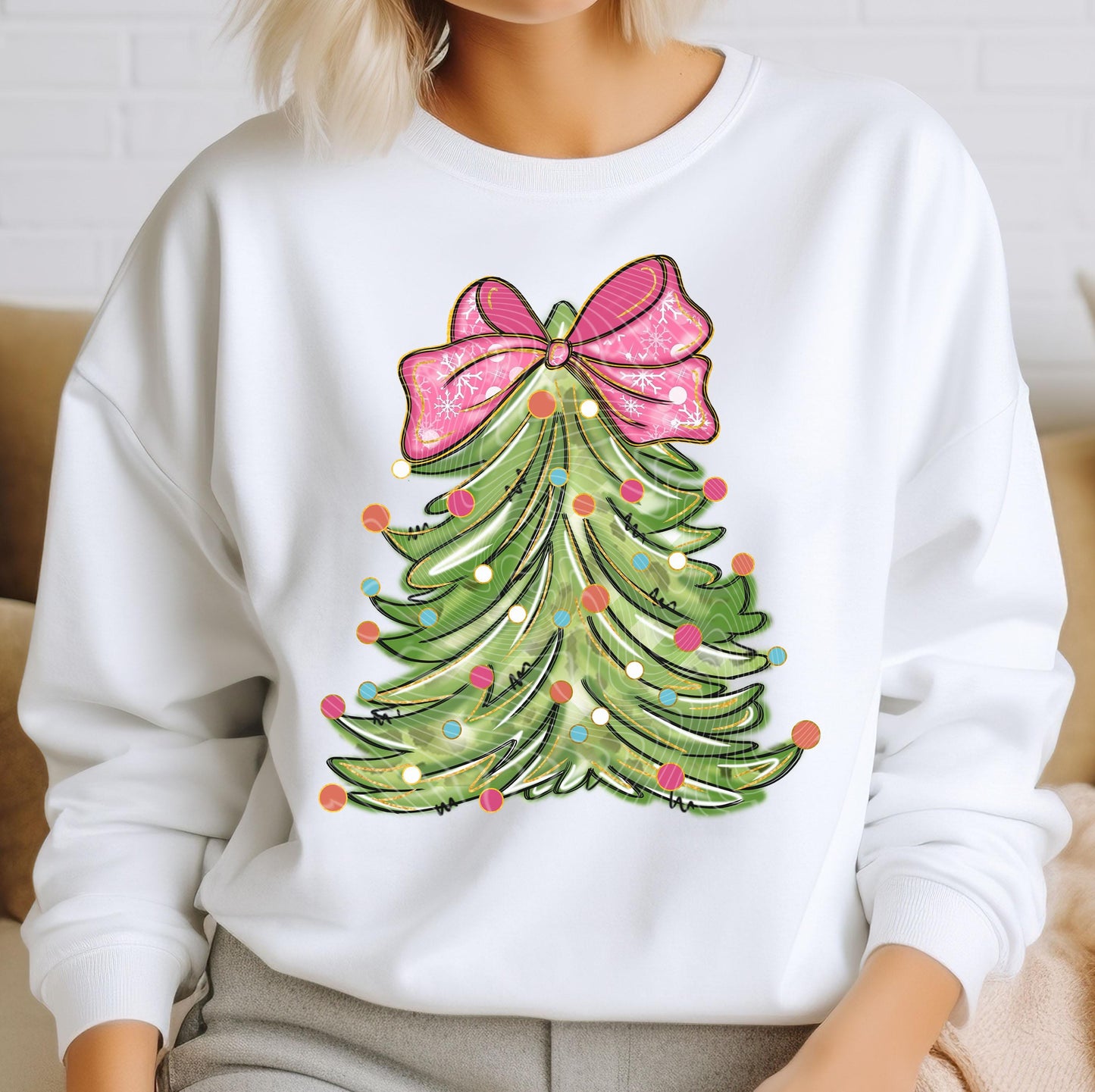 Floral Christmas Tree DTF Transfers Ready For Press, Merry Christmas DTF Prints, Heat Press Transfer, Direct To Film, Coquette Christmas Dtf