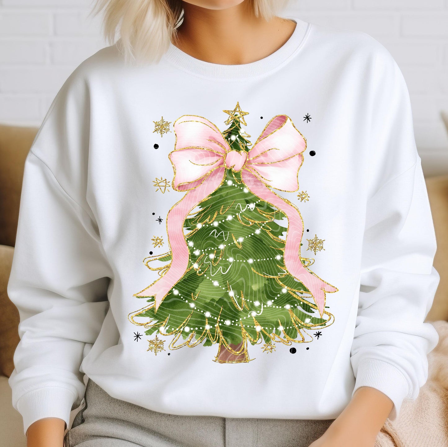 Christmas Tree DTF Transfer Ready For Press, Christmas Coquette Bow DTF Print, Heat Press Transfer, Direct To Film, Winter Holiday Dtf Print
