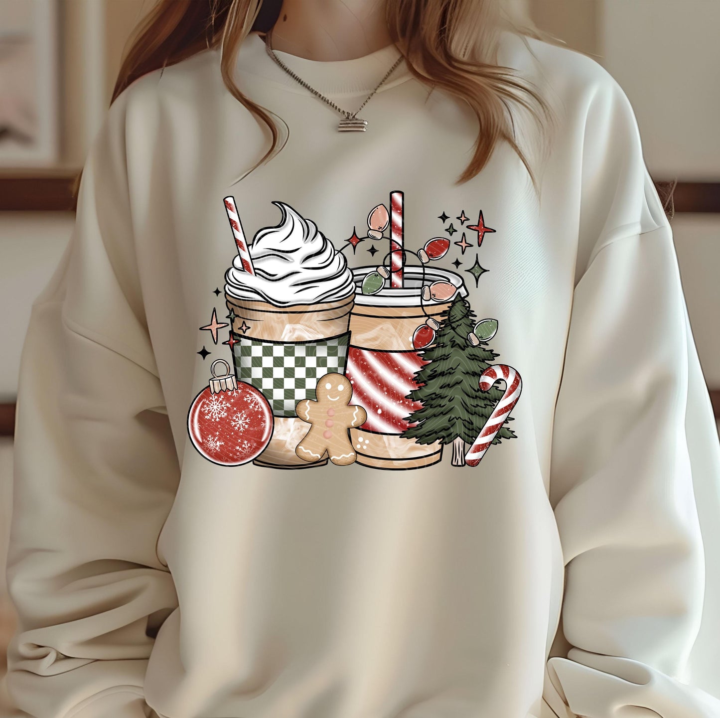 Christmas Coffee DTF Transfer Ready For Press, Christmas Lights DTF Print, Heat Press Transfer, Direct To Film, Holiday Days Dtf, Peppermint
