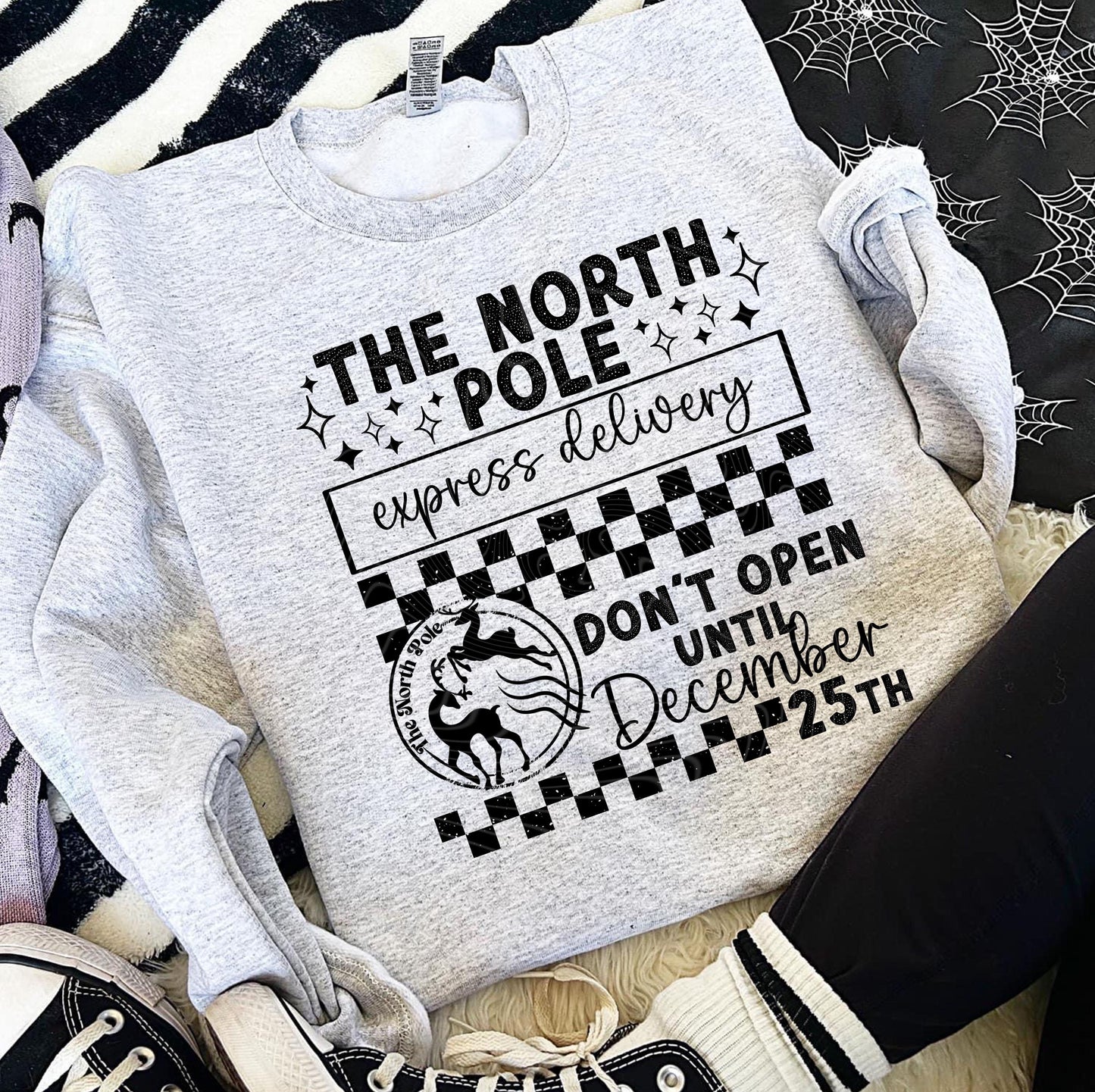 The North Pole Express Delivery DTF Transfer Ready For Press, Christmas DTF Print, Heat Press Transfer, Direct To Film, Santa Sack Dtf Print