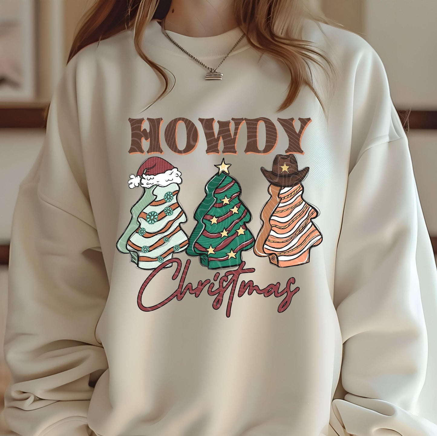 Howdy Christmas DTF Transfers Ready For Press, Western Christmas DTF Prints, Heat Press Transfers, Direct To Film, Christmas Tree Howdy Cow