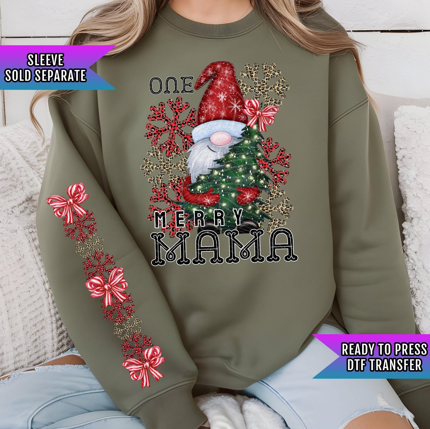 One Merry Gnome Mama DTF Transfer Ready For Press, Very Merry Gnome Christmas DTF Print, Heat Press Transfers, Direct To Film, Mom Christmas
