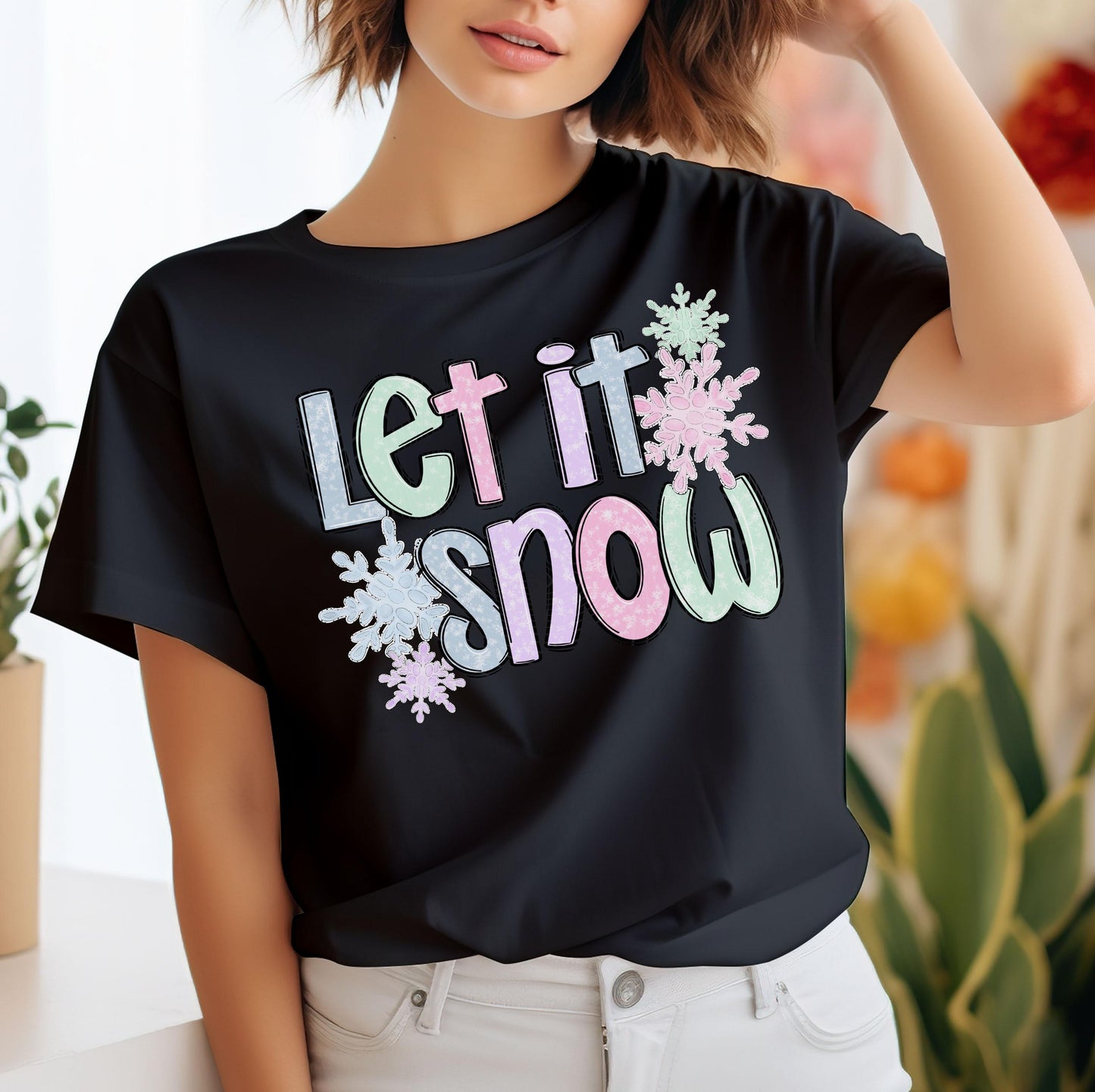 Let It Snow Pastel DTF Transfers, Christmas Dtf Prints, Winter DTF, Ready For Press, Snowflakes Winter Wishes Transfers, Heat Press Transfer