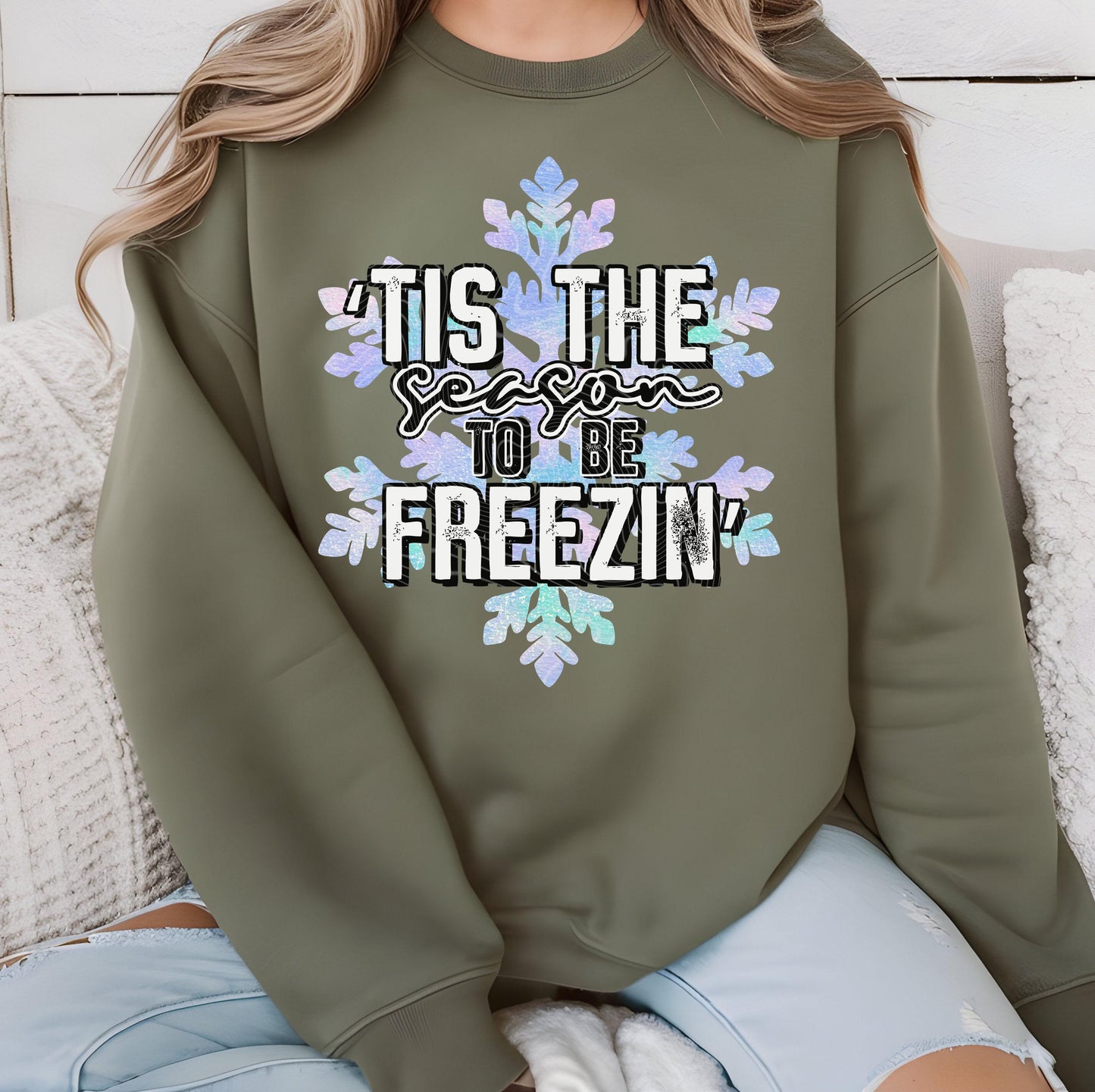 Tis The Season To Be Freezin DTF Transfers Ready For Press, Merry Christmas DTF Prints, Heat Press Transfers, Direct To Film, Snowflakes Dtf
