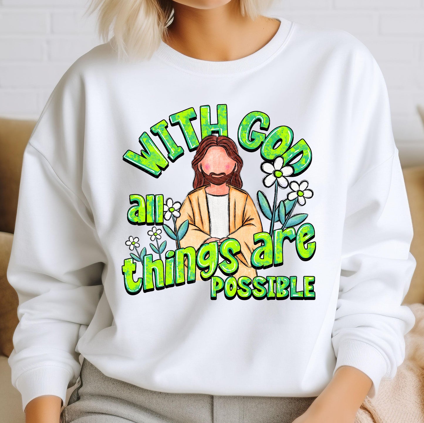 With God All Things Are Possible DTF Transfers Ready For Press, Christian Faith DTF Prints, Heat Press Transfers, Direct To Film, Jesus Dtf