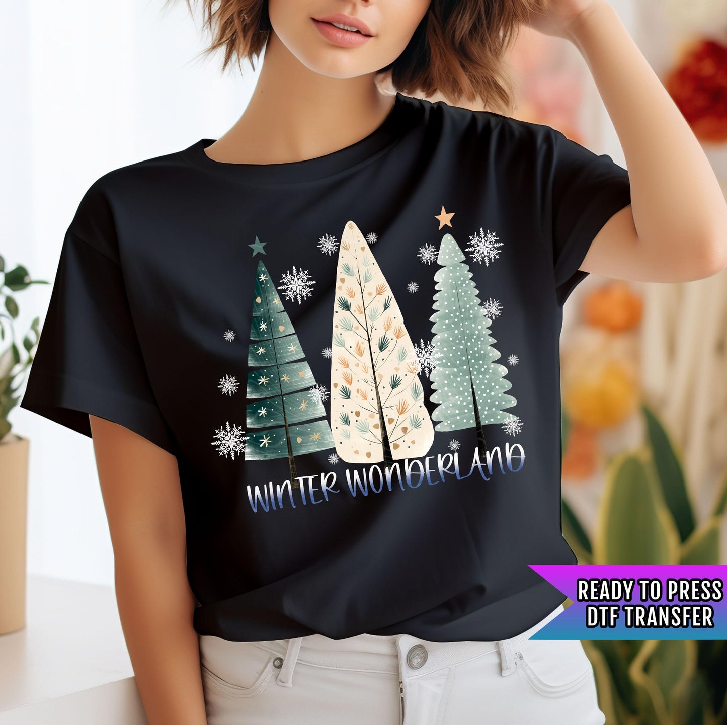 Winter Wonderland DTF Transfer Ready For Press, Merry Christmas DTF Print, Heat Press Transfer, Direct To Film, Christmas Tree Dtf Transfers