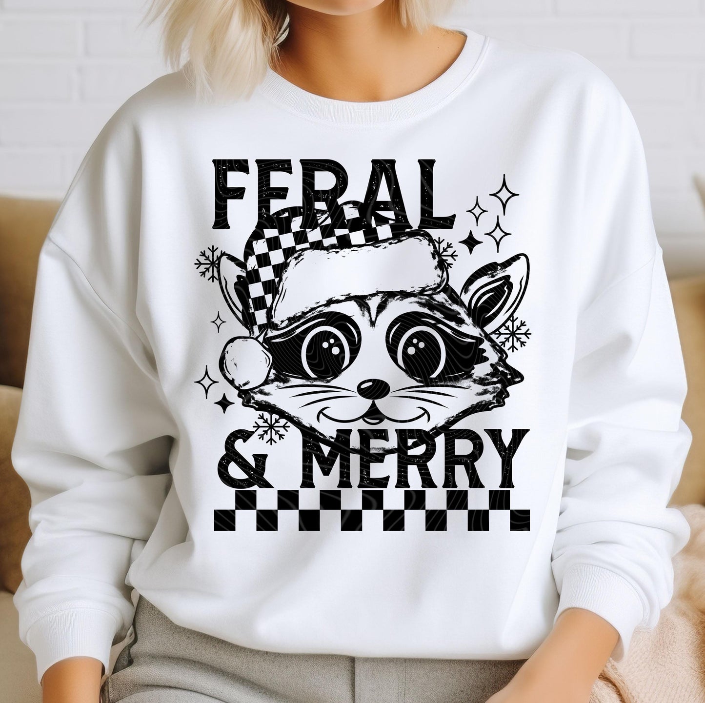 Feral & Merry DTF Transfer Ready For Press, Merry Christmas DTF Prints, Heat Press Transfer, Direct To Film, Cozy Season Dtf, Snowflakes Dtf