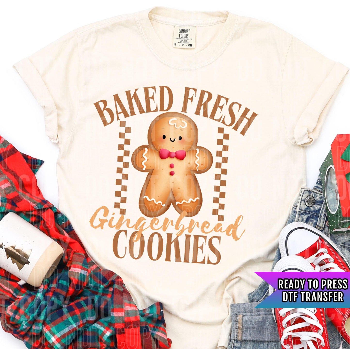 Baked Fresh Gingerbread Cookies DTF Transfer Ready For Press, Merry Christmas DTF Prints, Heat Press Transfer, Direct To Film, Christmas Dtf
