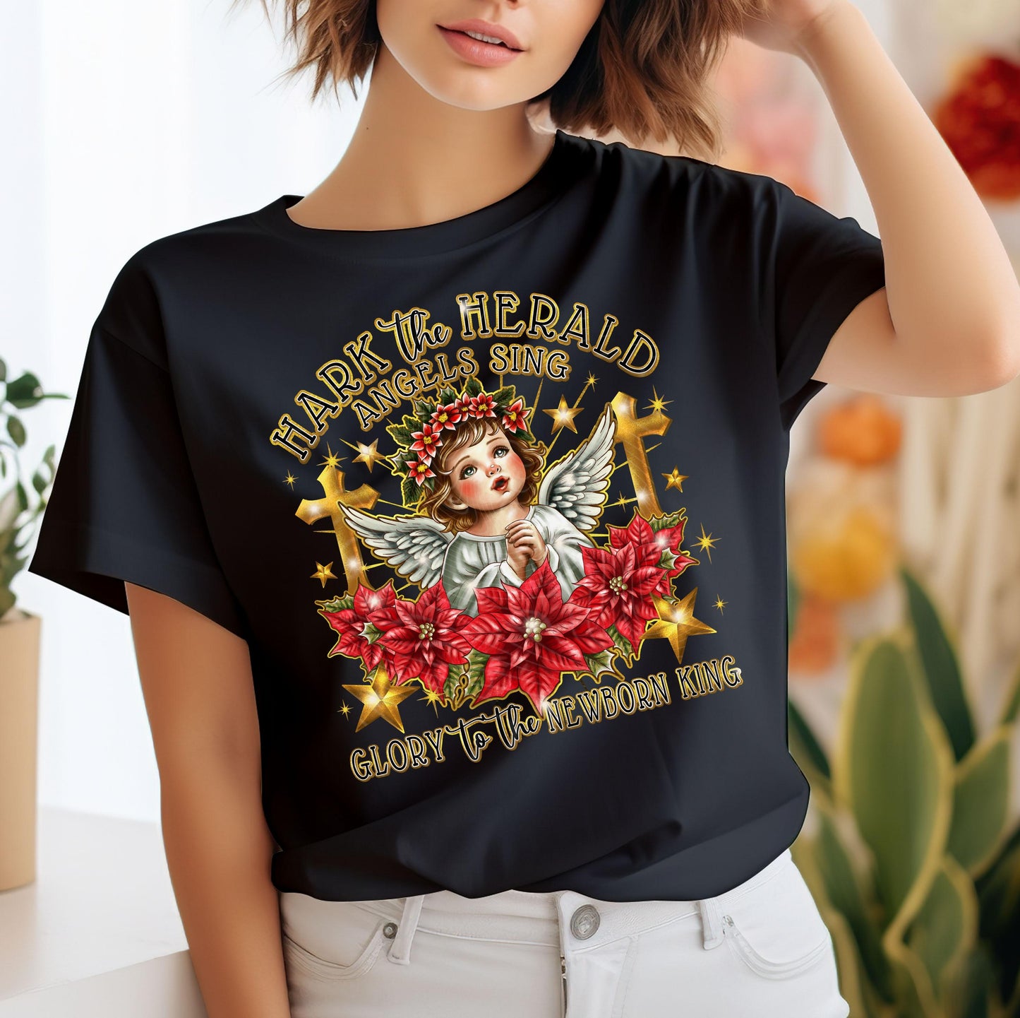 Hark The Herald Angels Sing Glory To The Newborn King DTF Transfer Ready For Press, Christmas DTF Print, Heat Press Transfer, Direct To Film