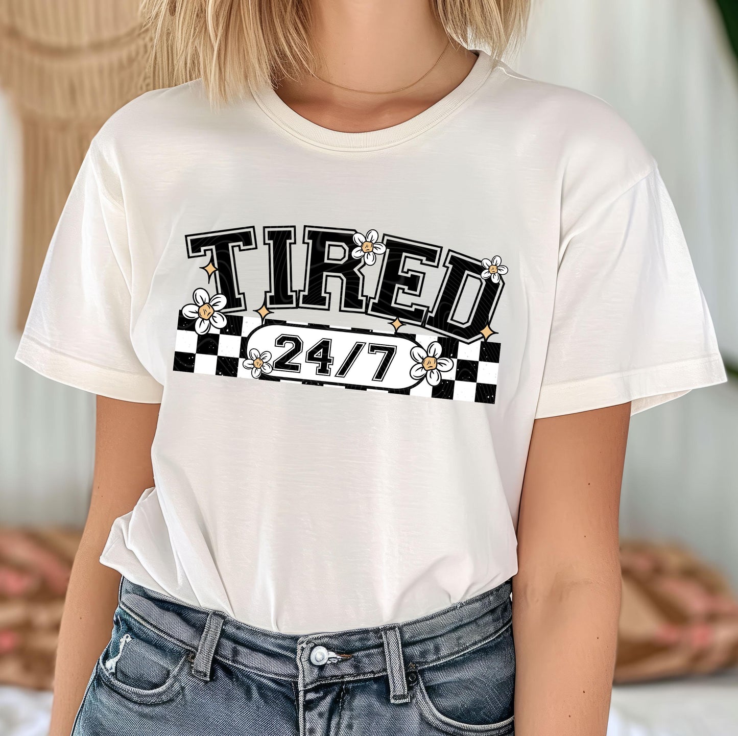 Tired 24/7 DTF Transfers Ready For Press, Mother DTF Prints, Heat Press Transfers, Direct To Film, Retro Tired Transfers, Tired Mom Transfer
