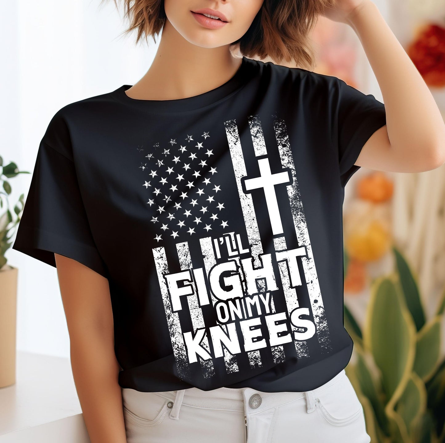 Fight On My Knees Flag White DTF Transfers Ready For Press, Flag Dtf Prints, Heat Press Transfers, Direct To Film, Fight My Battle Transfers