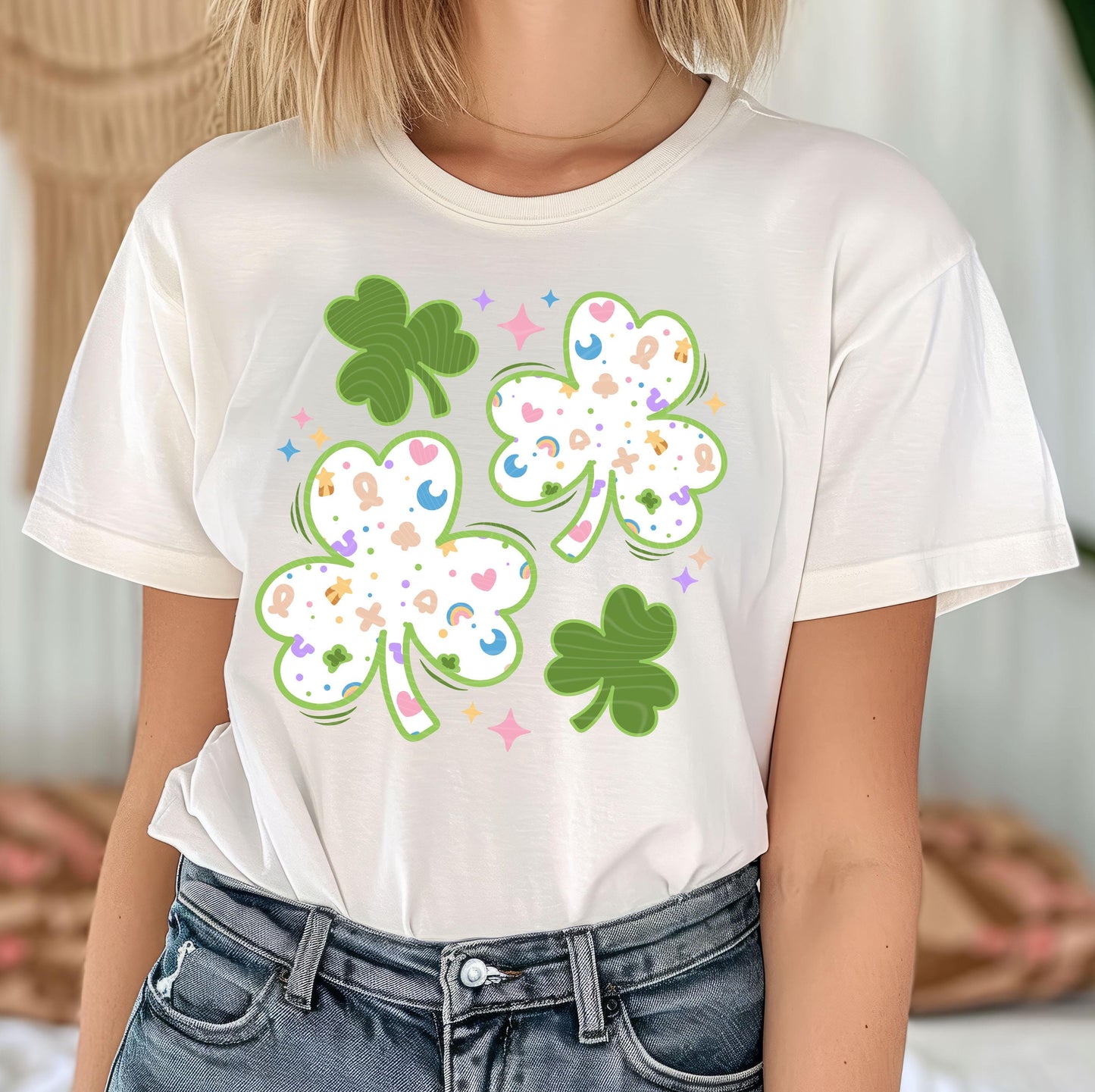 Marshmallow Clovers DTF Transfers Ready For Press, Lucky Clover Dtf Prints, Heat Press Transfers, Direct To Film, St Patrick's Day Transfers